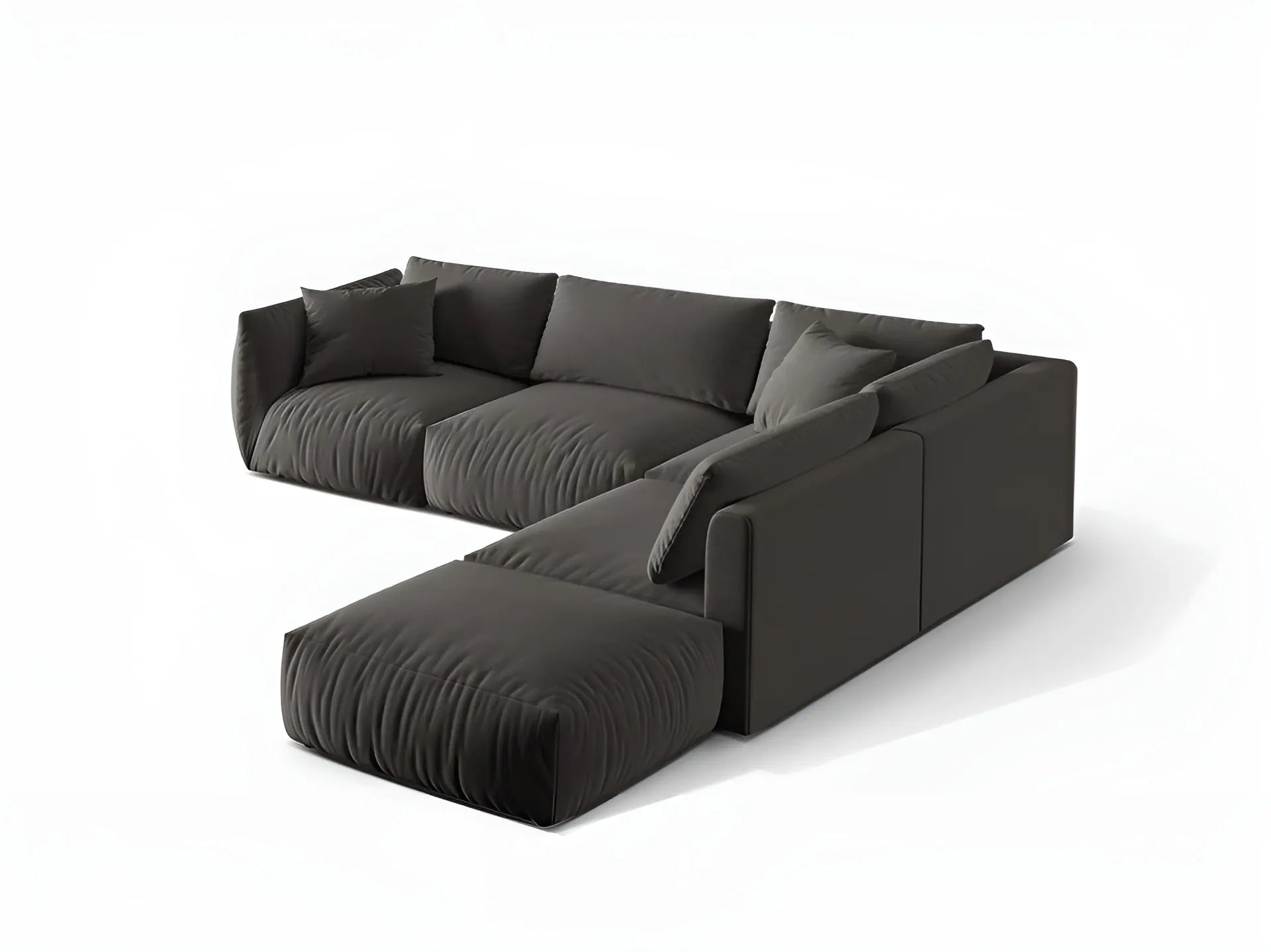 Modulares Samtsofa für 4 Personen, rechtsseitig, CHRIS, dunkelgrau
