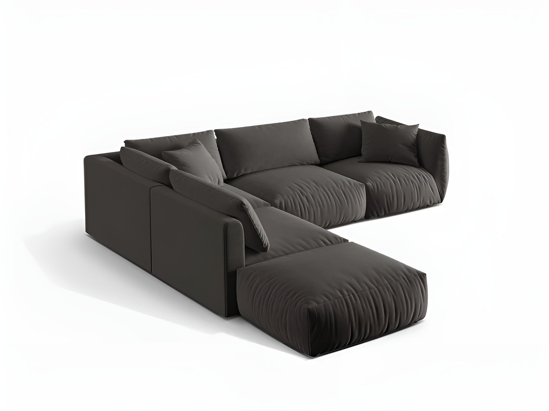 Modulares Samtsofa für 4 Personen, linksseitig, CHRIS, dunkelgrau
