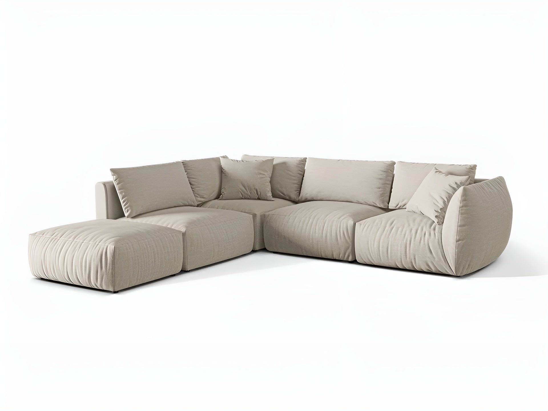 Modulares Ecksofa für 4 Personen, linksseitig, CHRIS, cremefarbener Chenille