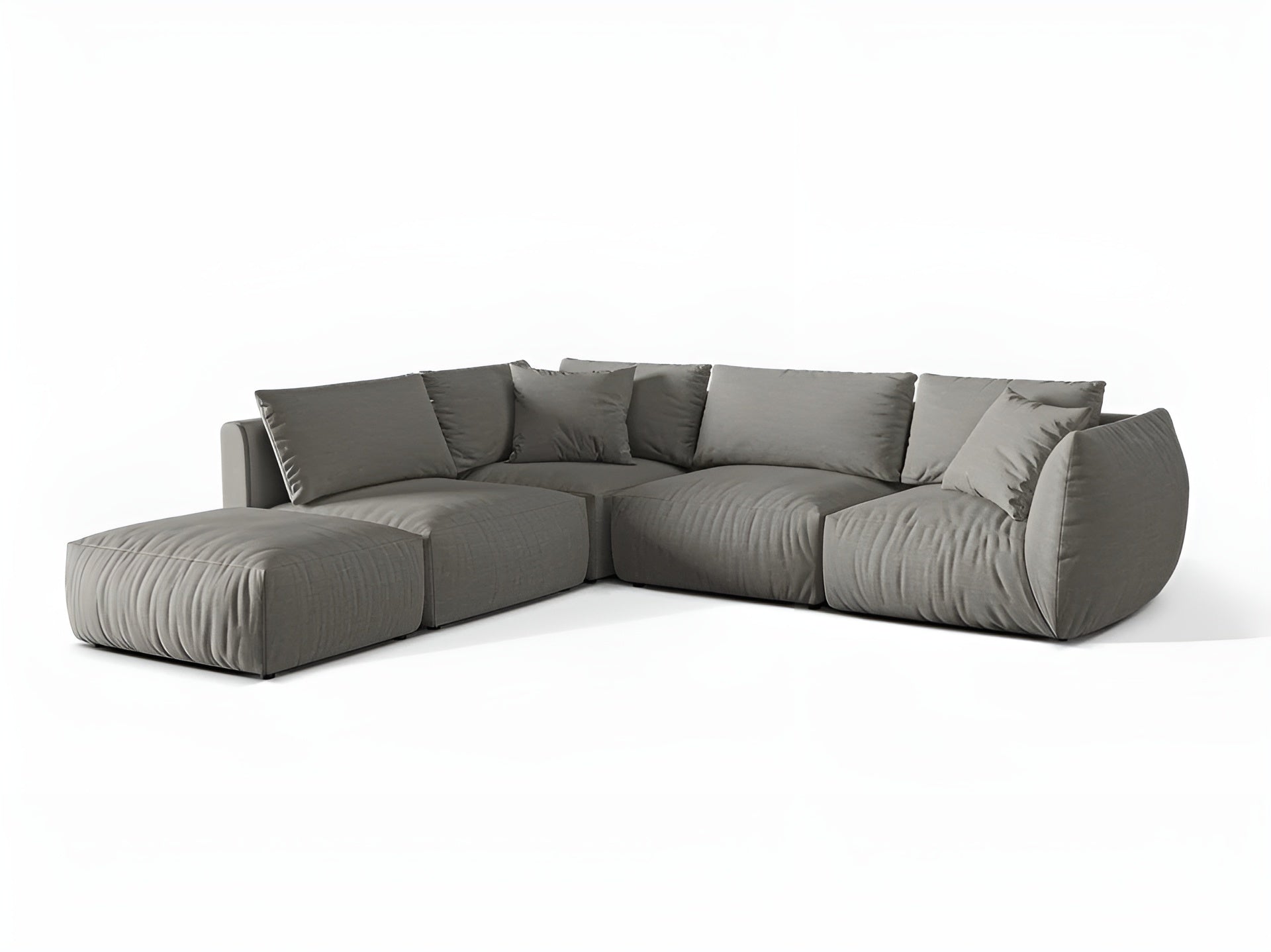 Modulares Ecksofa für 4 Personen links CHRIS graues Chenille
