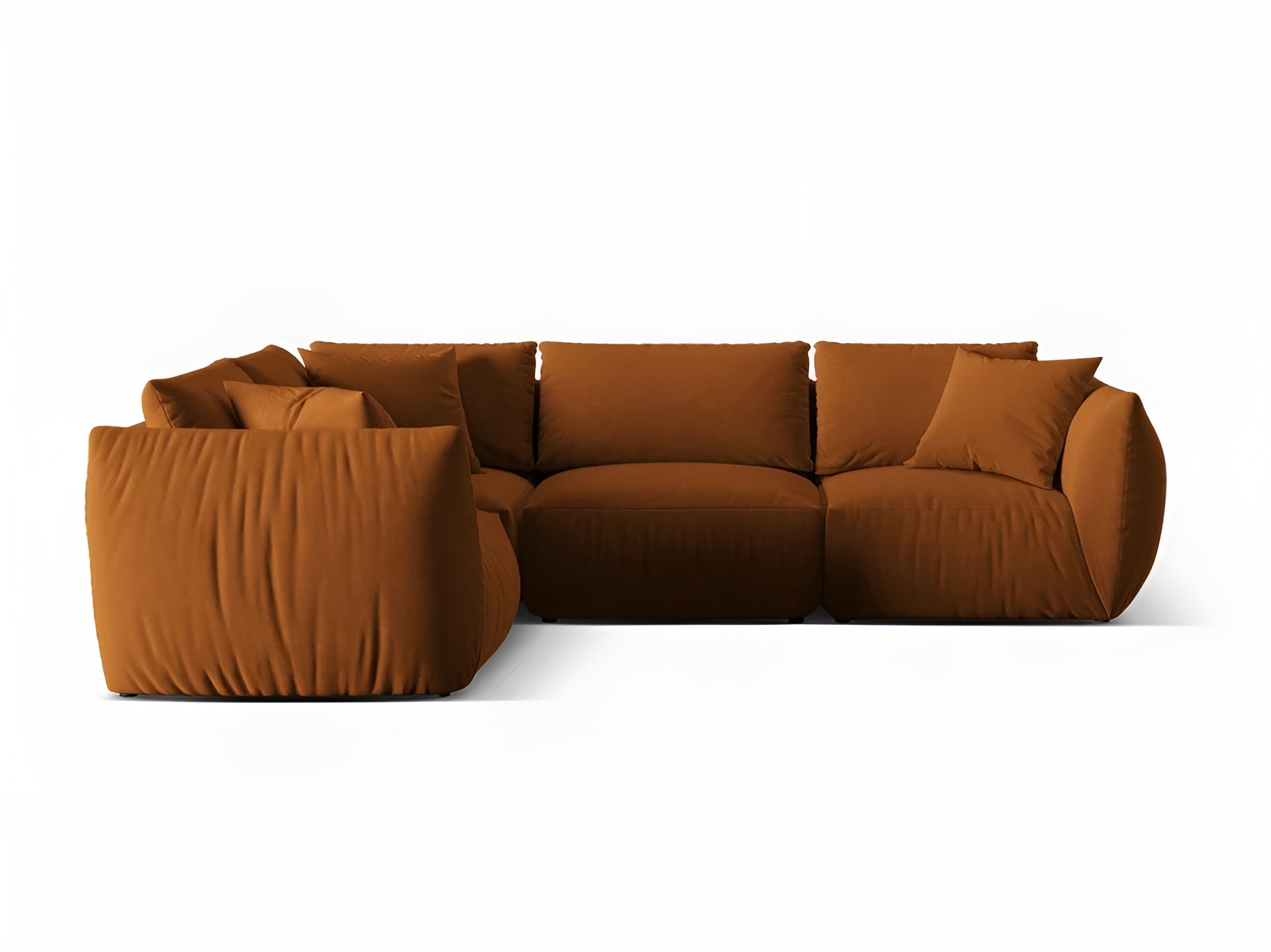 Velvet corner sofa for 4 people, left-sided CHRIS terracotta