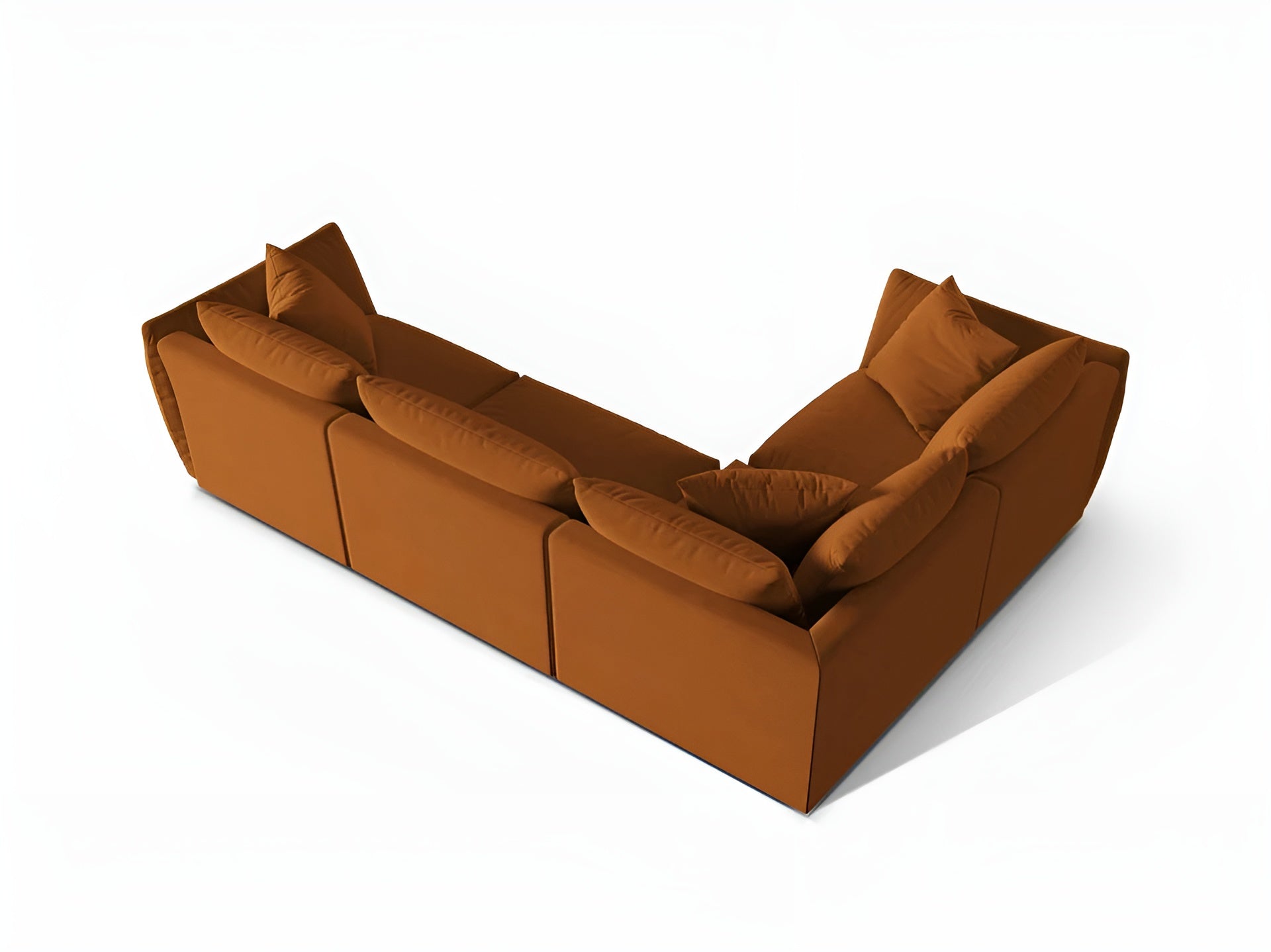 Velvet corner sofa for 4 people, left-sided CHRIS terracotta