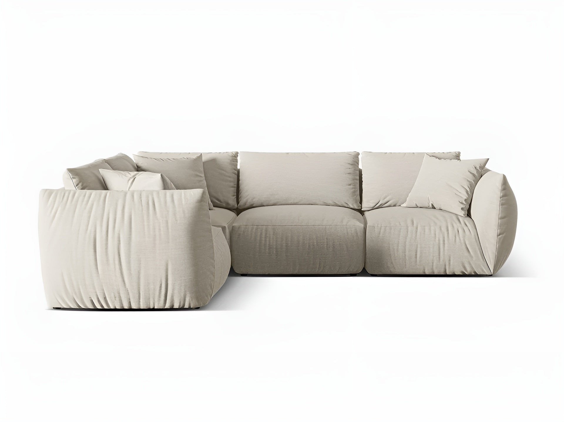 Left-facing 4-seater corner sofa CHRIS cream chenille
