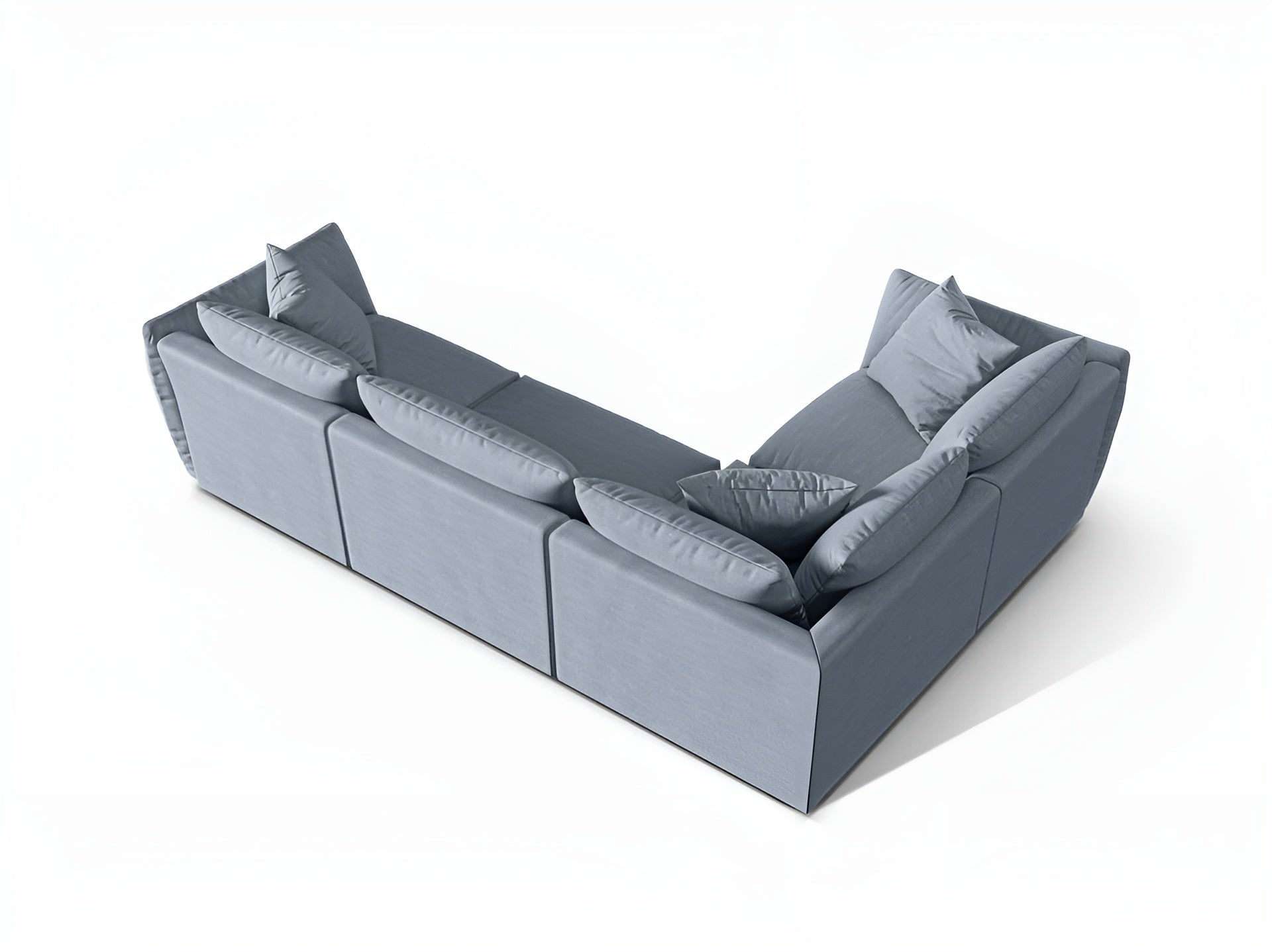 Left-facing 4-seater corner sofa CHRIS light blue chenille