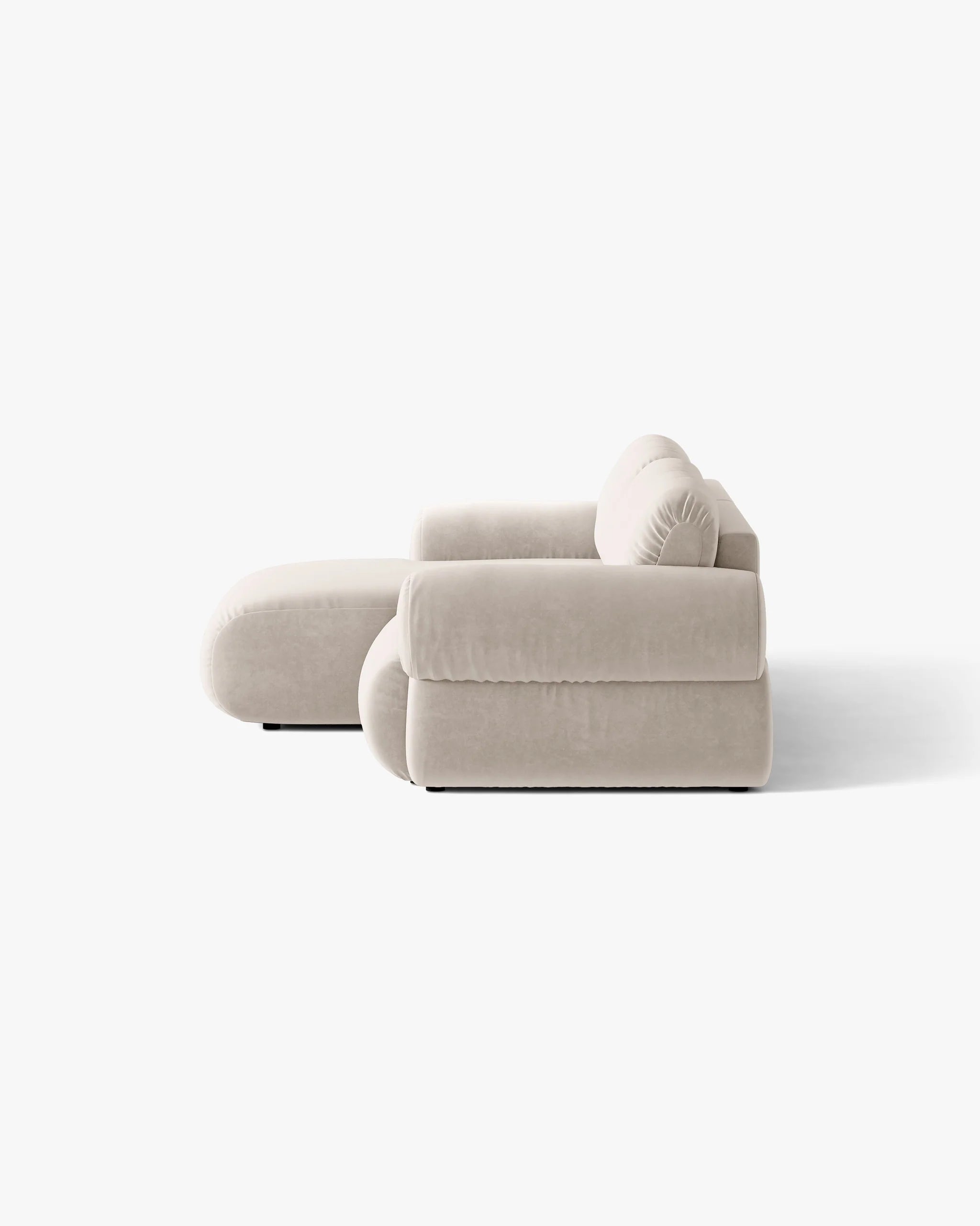 Zweisitzer-Ecksofa aus Samt links OPHELIA beige