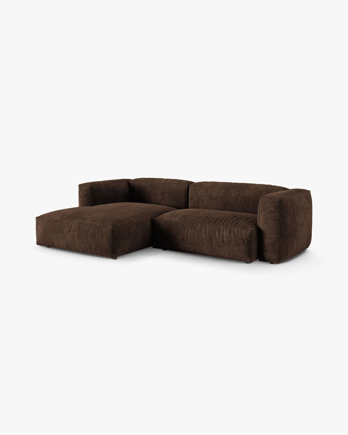 Samt-Ecksofa linksseitig für 2 Personen MARTINA XL schokoladenbraun