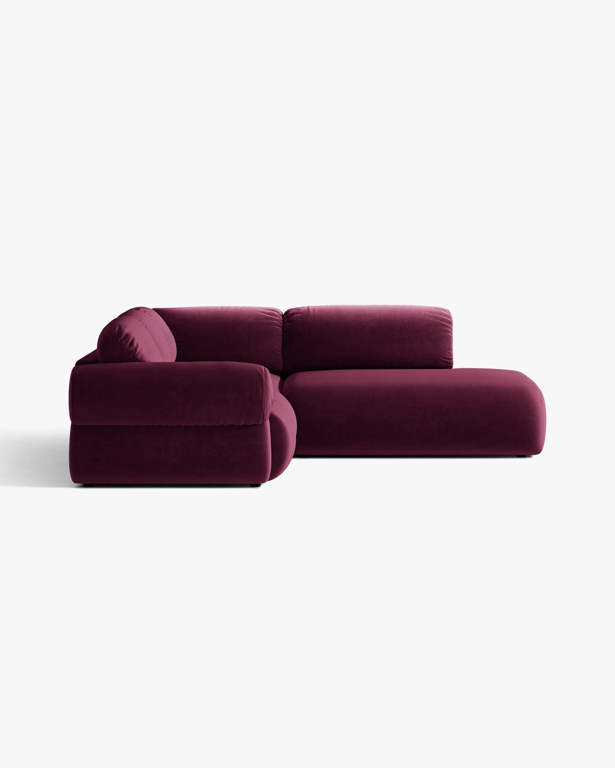 Samt-Ecksofa rechts OPHELIA in Burgunderrot