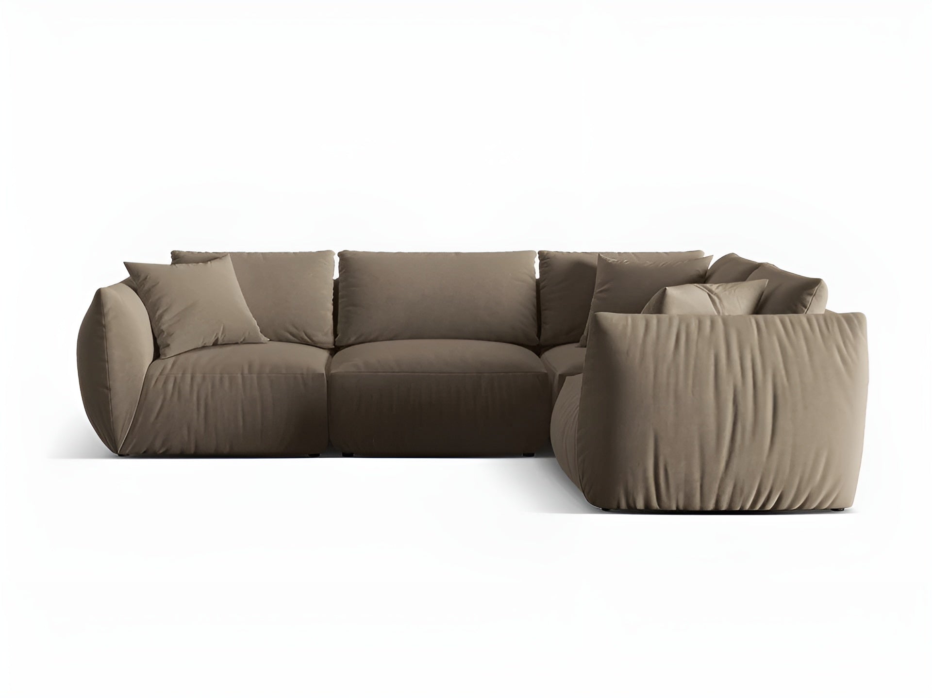 Samt-Ecksofa für 4 Personen rechts CHRIS hellbraun