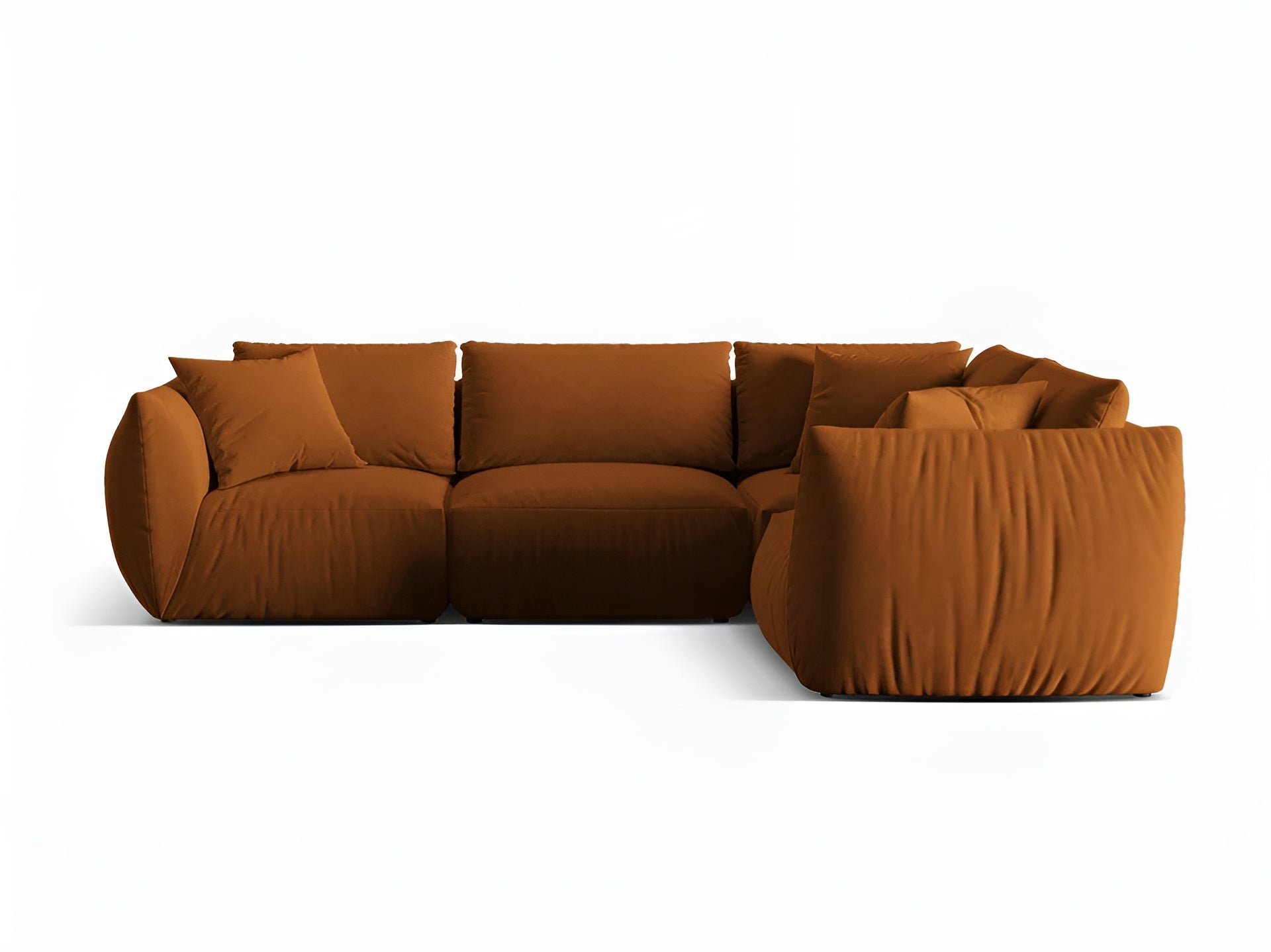 Samt-Ecksofa für 4 Personen rechts CHRIS terracotta