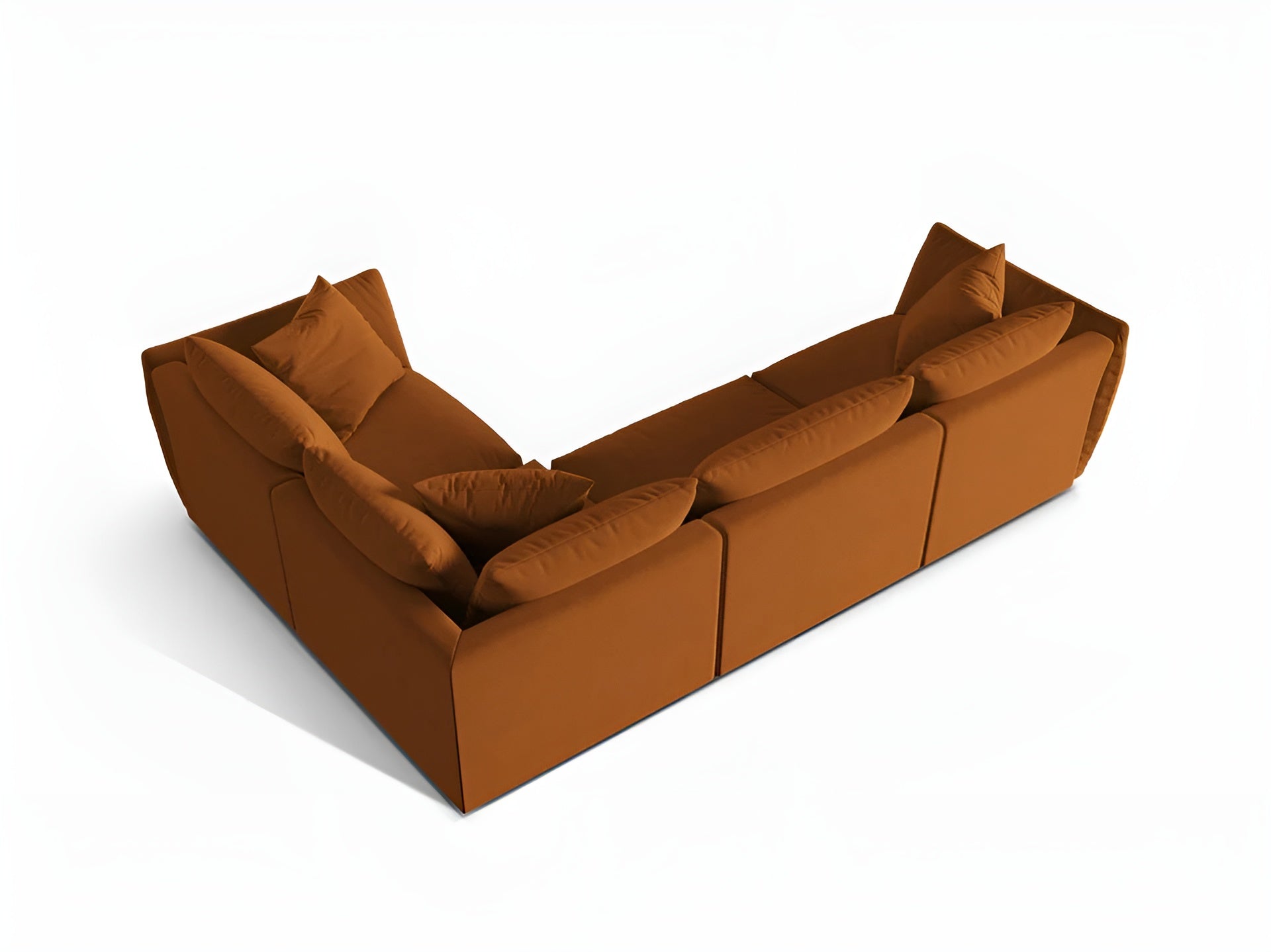 Samt-Ecksofa für 4 Personen rechts CHRIS terracotta