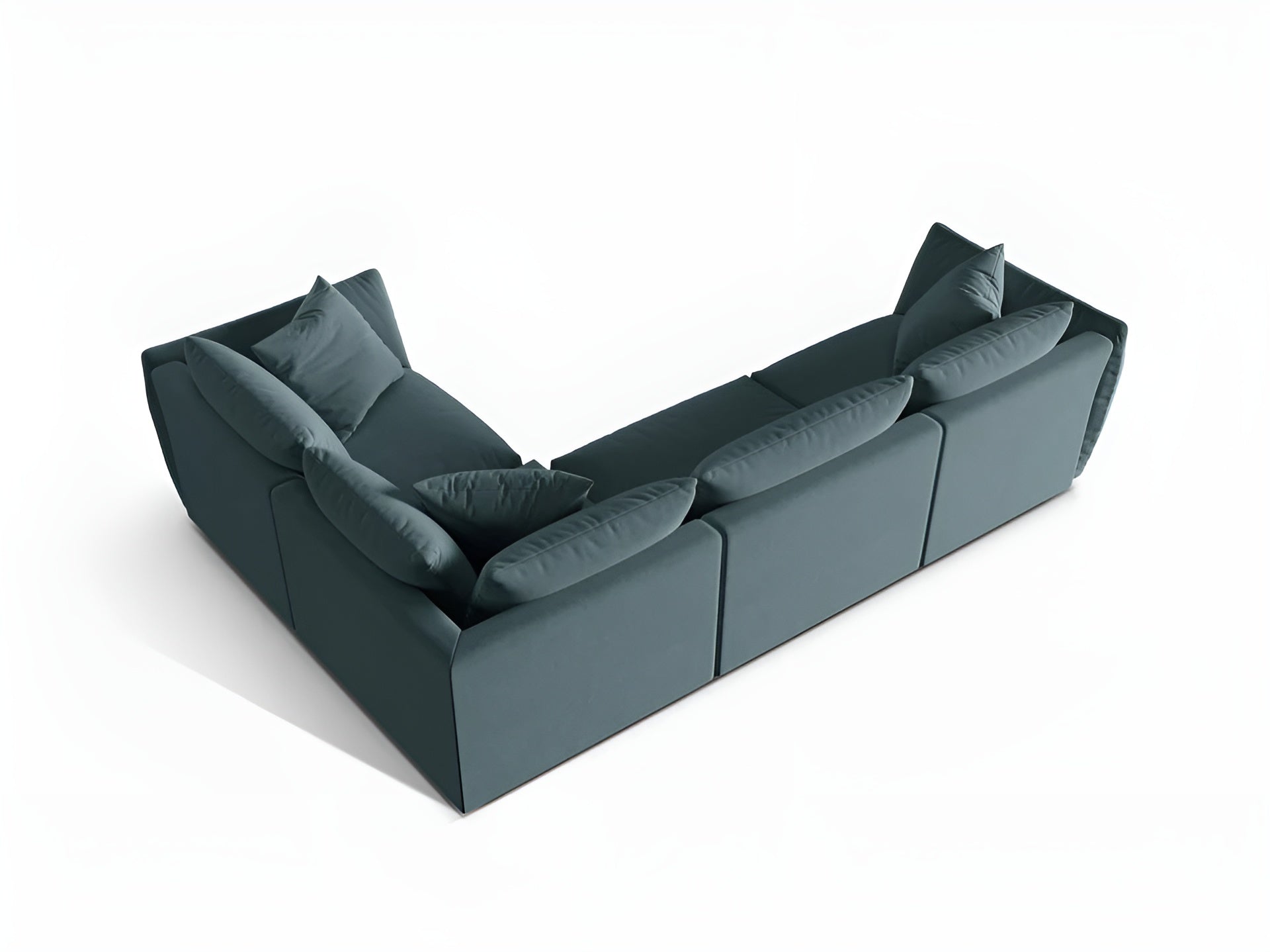 Velvet corner sofa for 4 people right-facing CHRIS light blue