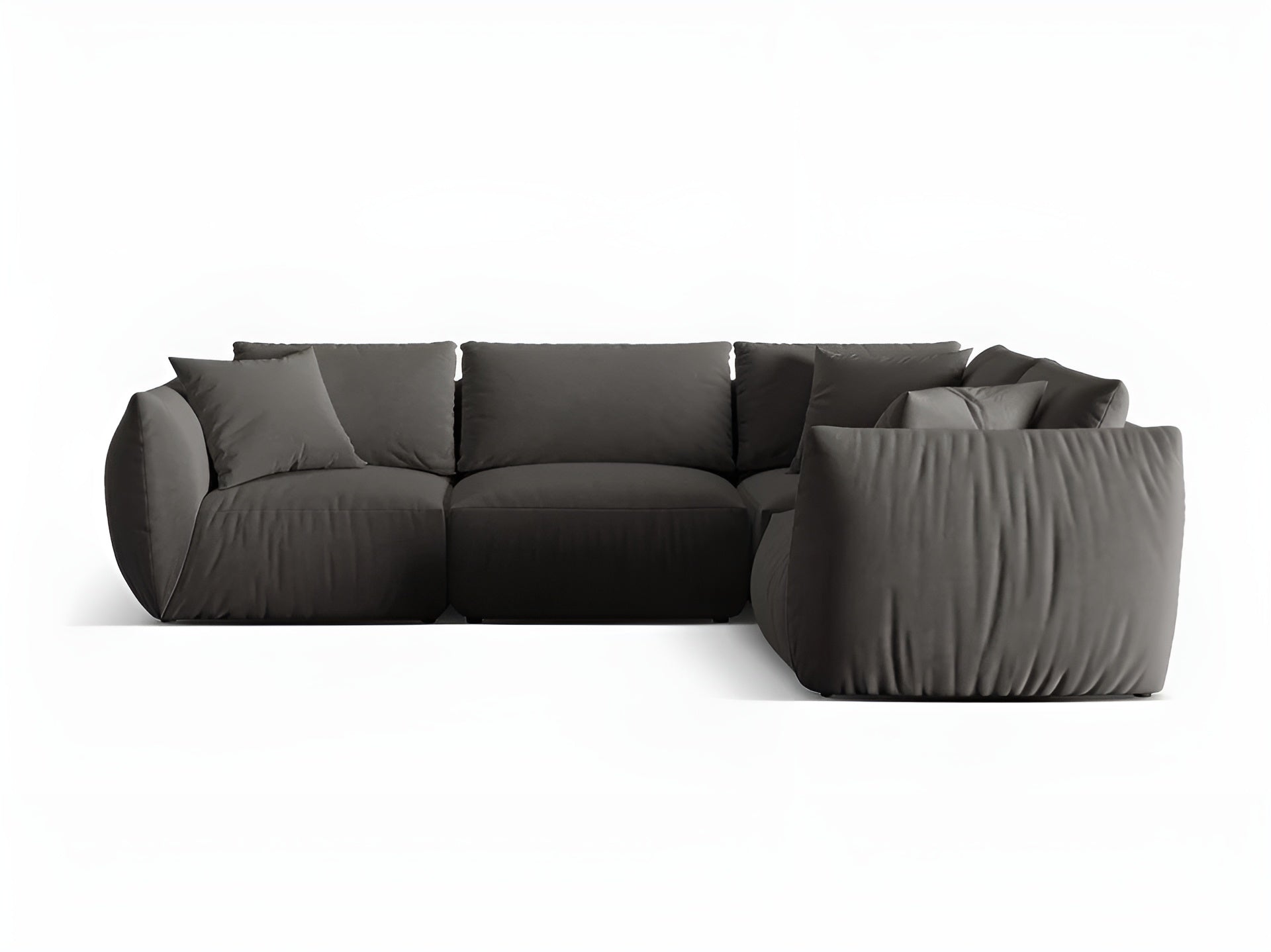 Velvet corner sofa for 4 people right-facing CHRIS dark gray