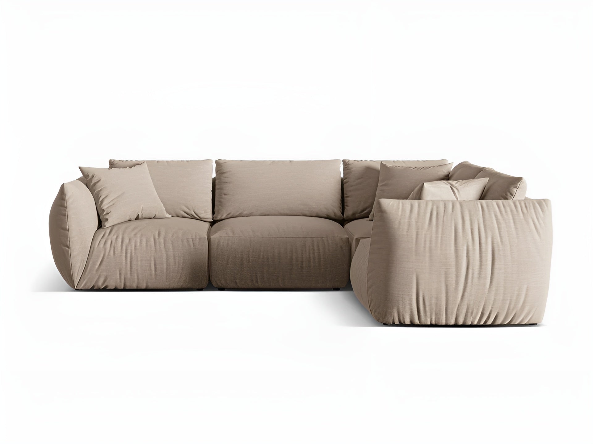4-sitziger rechter Ecksofa CHRIS sandfarbener Chenille