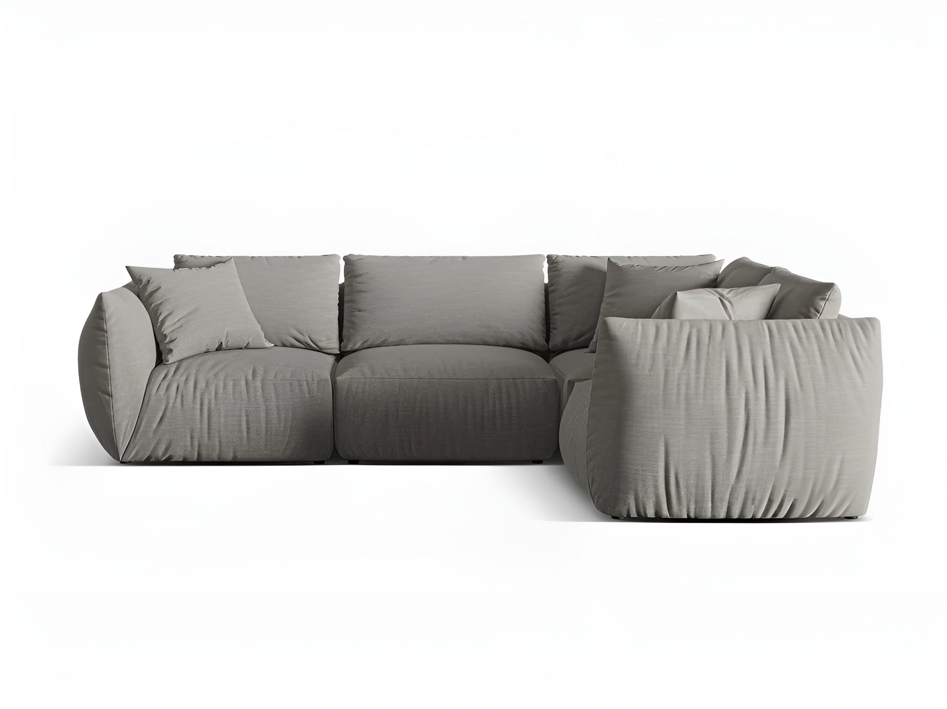 4-sitziger rechter Ecksofa CHRIS graues Chenille