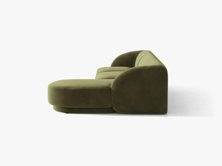 Samt-Ecksofa für 4 Personen rechts MILEY grün