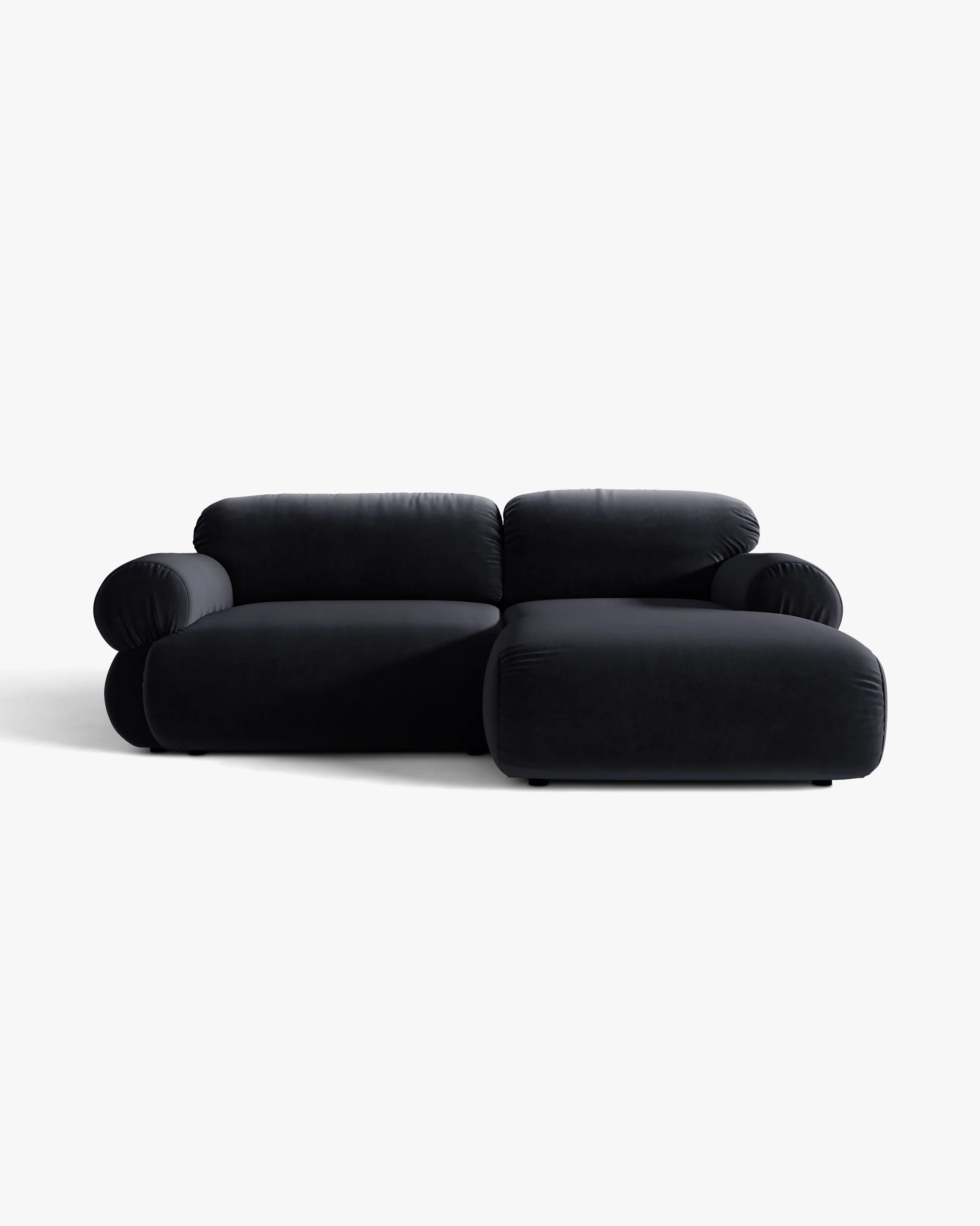 Zweisitzer-Ecksofa aus Samt, rechtsseitig, OPHELIA, königsblau