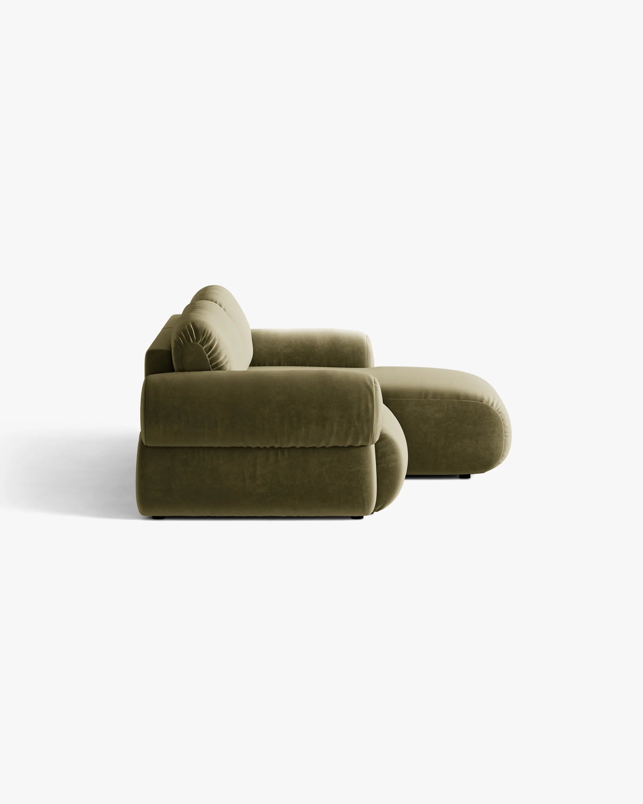 Zweisitzer Samt-Ecksofa rechts OPHELIA olivgrün