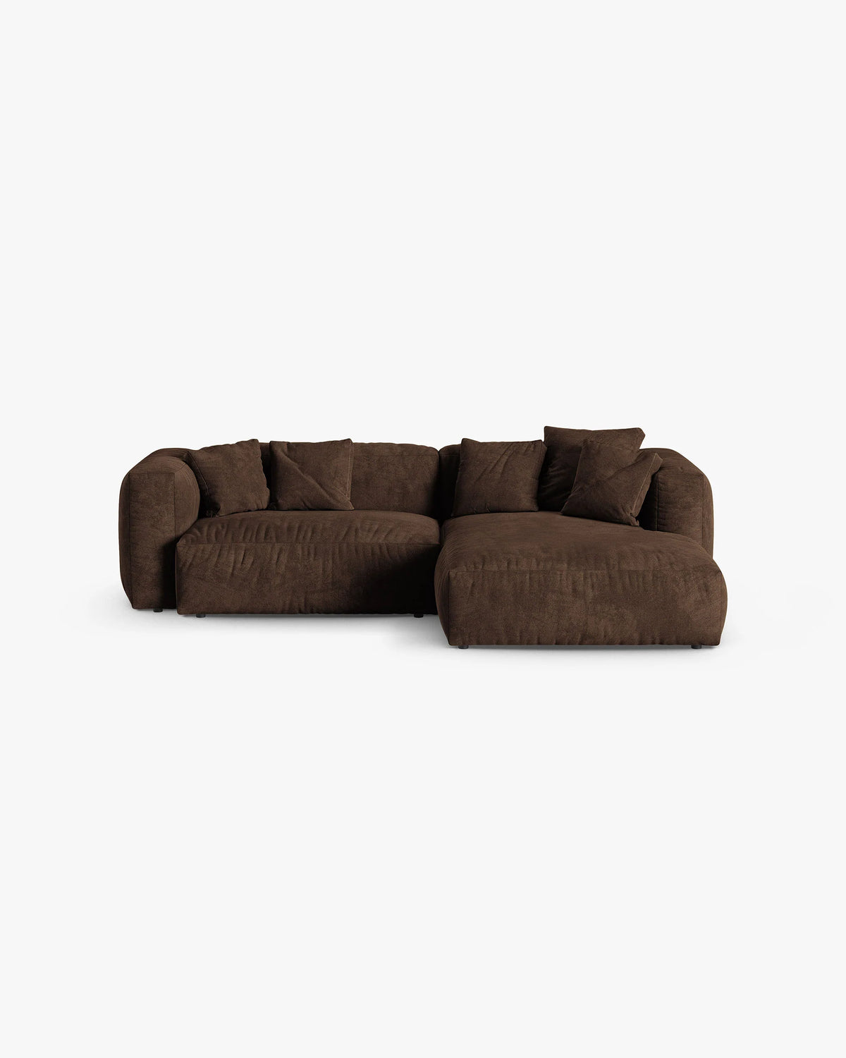 Samt-Ecksofa rechts für 2 Personen MARTINA XL in Schokoladenfarbe