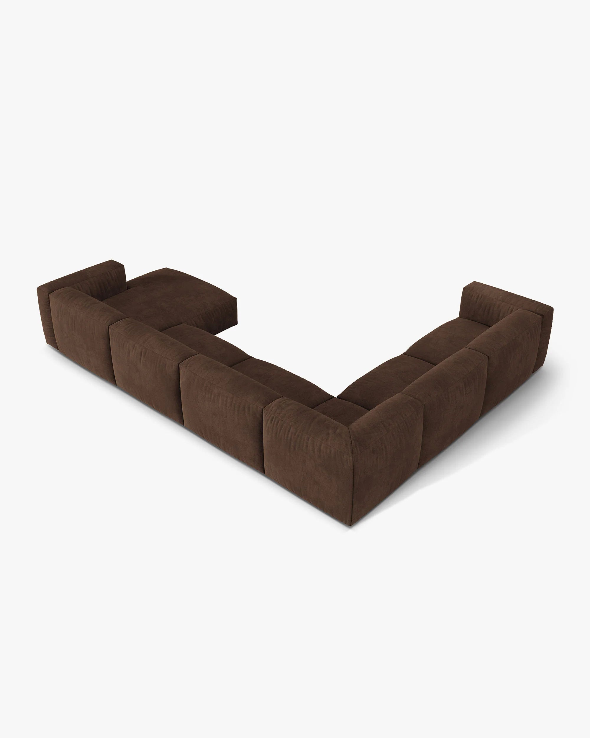 Panoramischer Samt-Ecksofa links MARTINA schokoladenbraun