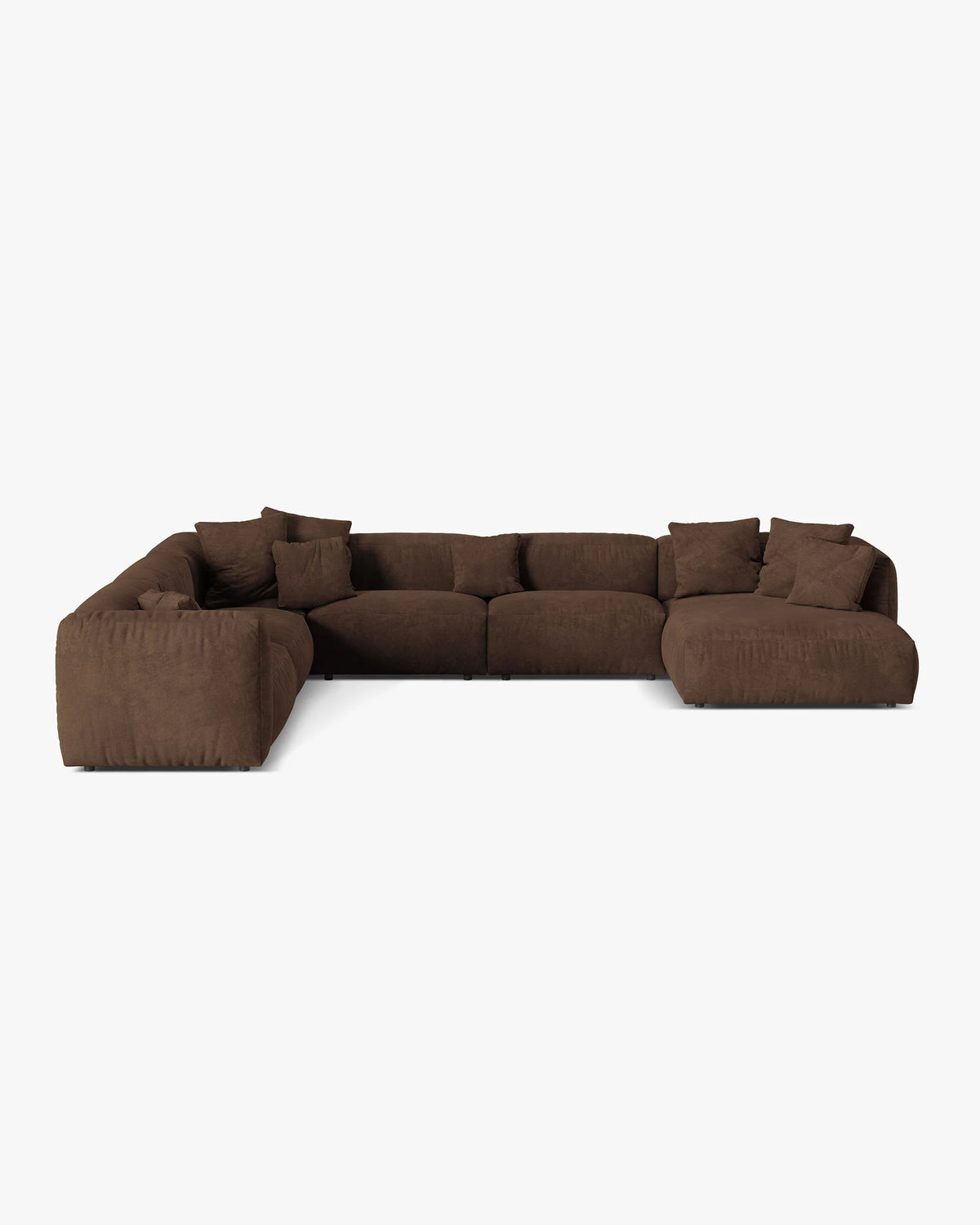 Panoramischer Samt-Ecksofa links MARTINA XL schokoladenbraun
