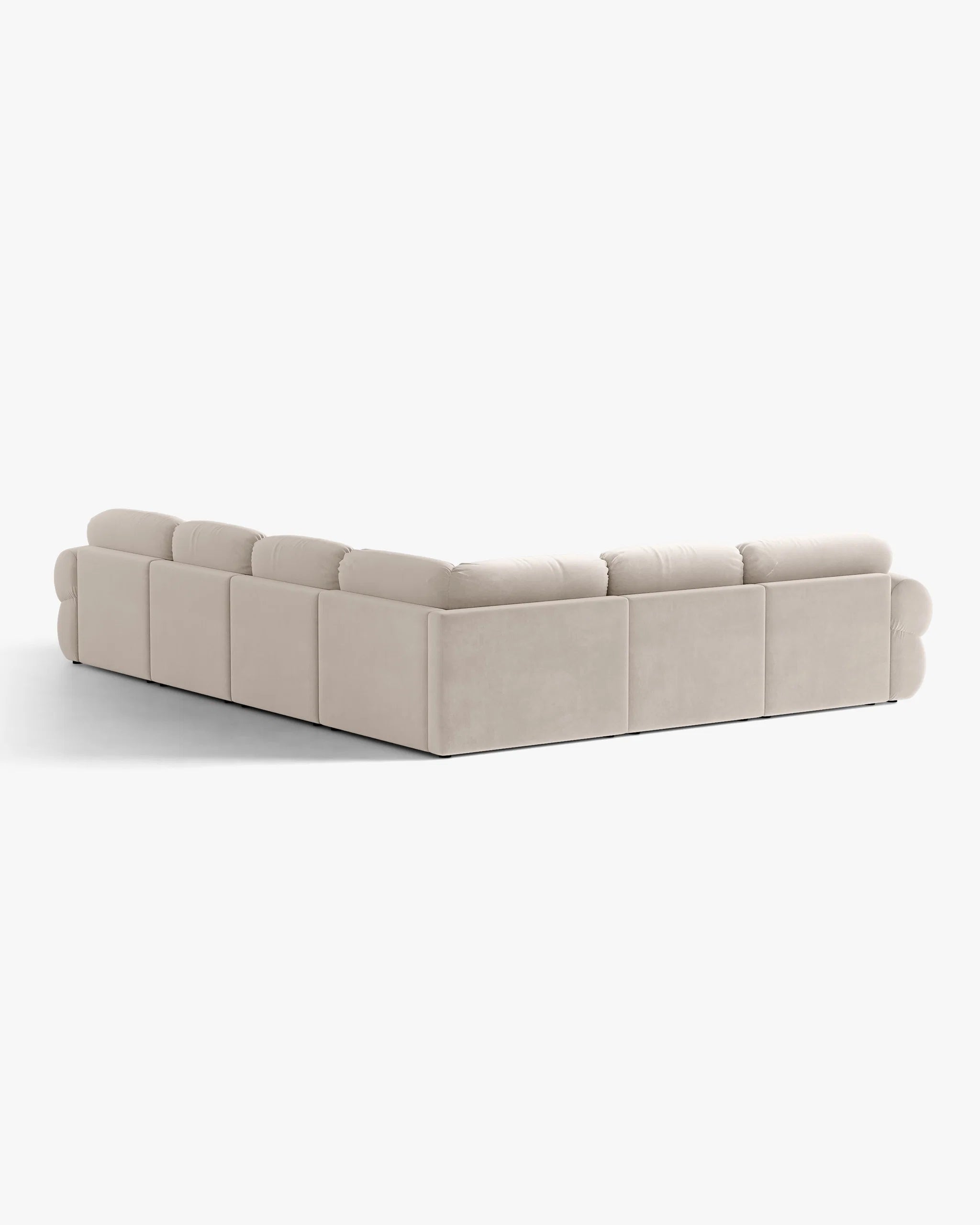 Panoramischer Samt-Ecksofa links OPHELIA beige
