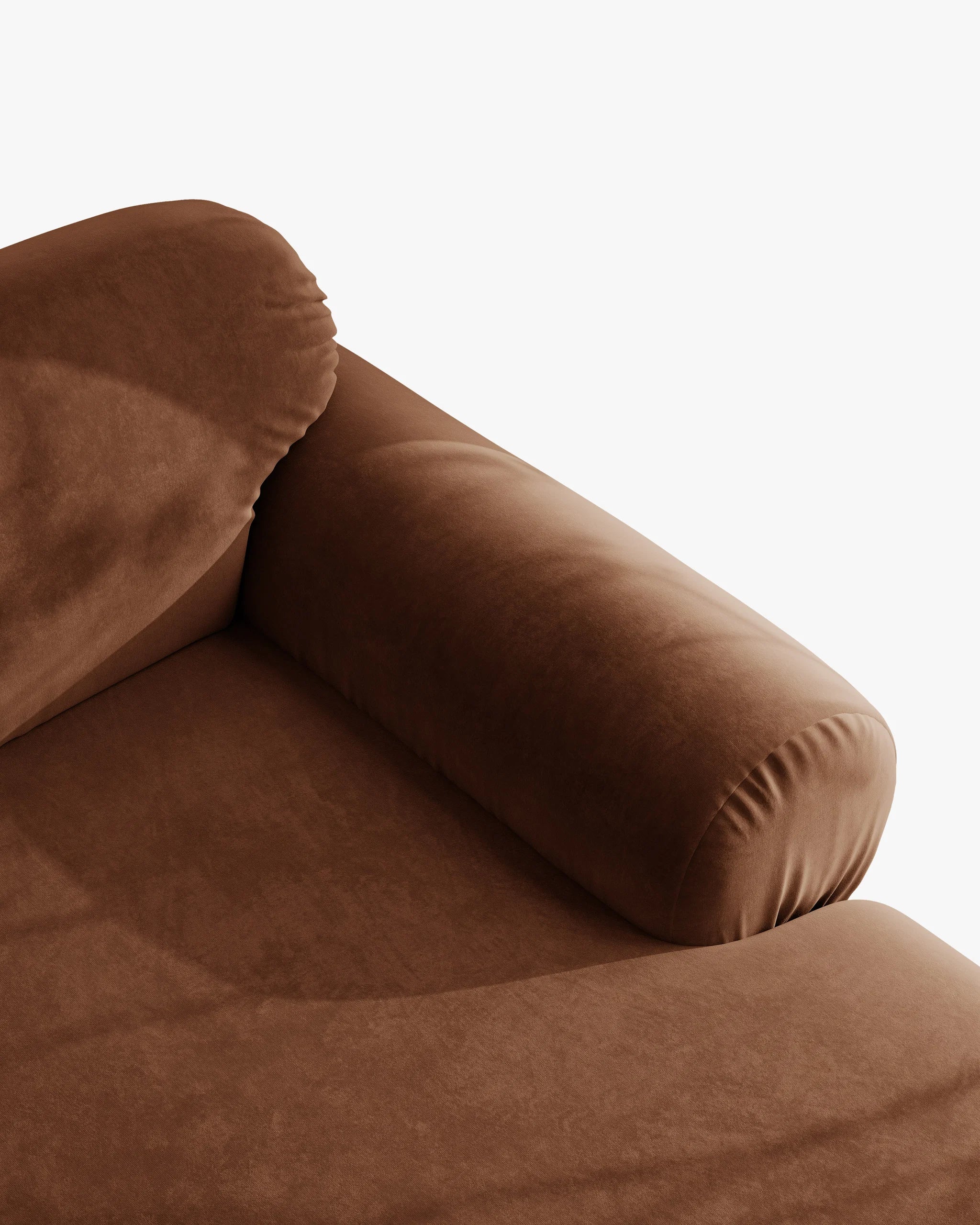 Panoramischer Samt-Ecksofa links OPHELIA in Braun