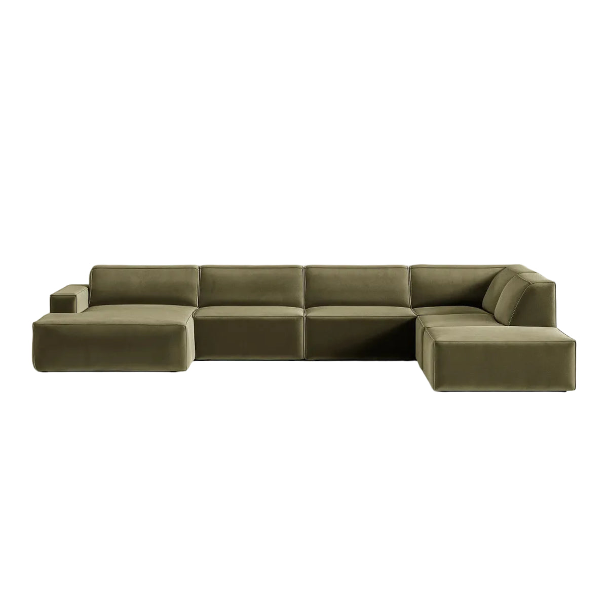 Panorama -Sofa Samt rechts -grüner Jodie