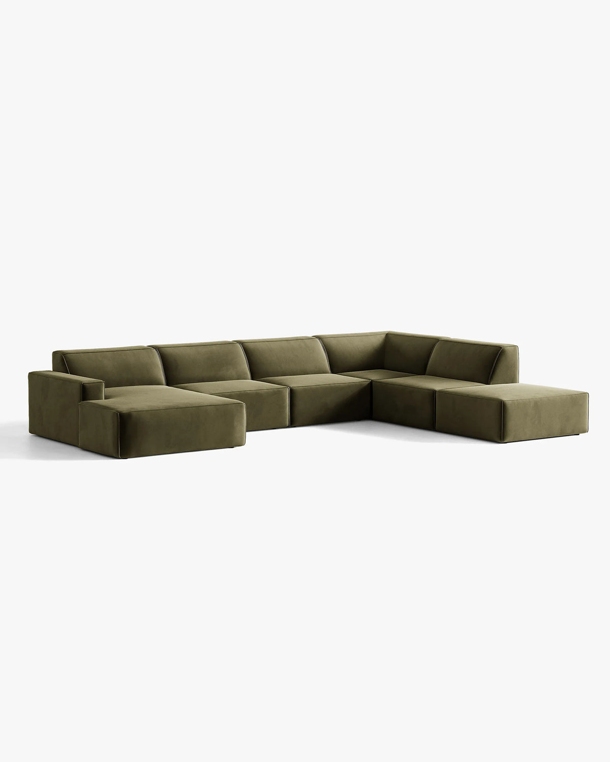 Panorama -Sofa Samt rechts -grüner Jodie