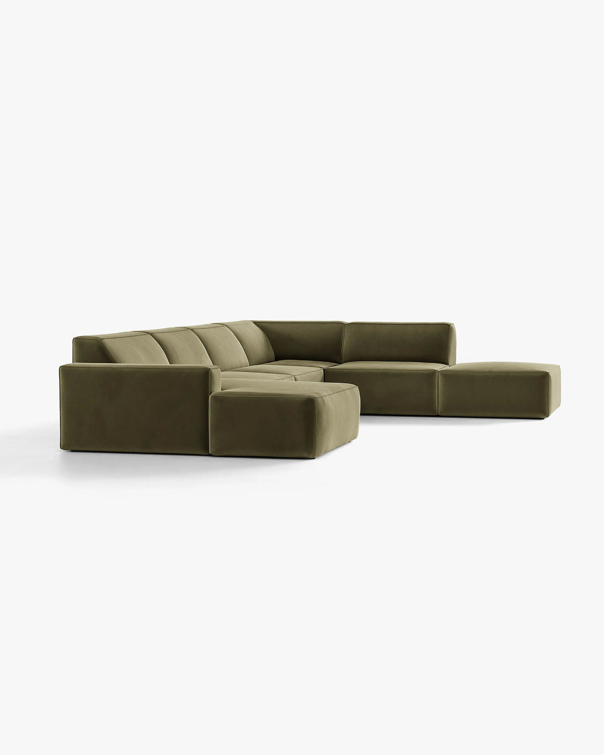 Panorama -Sofa Samt rechts -grüner Jodie