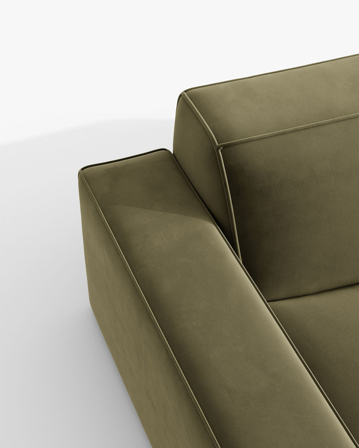 Panorama -Sofa Samt rechts -grüner Jodie
