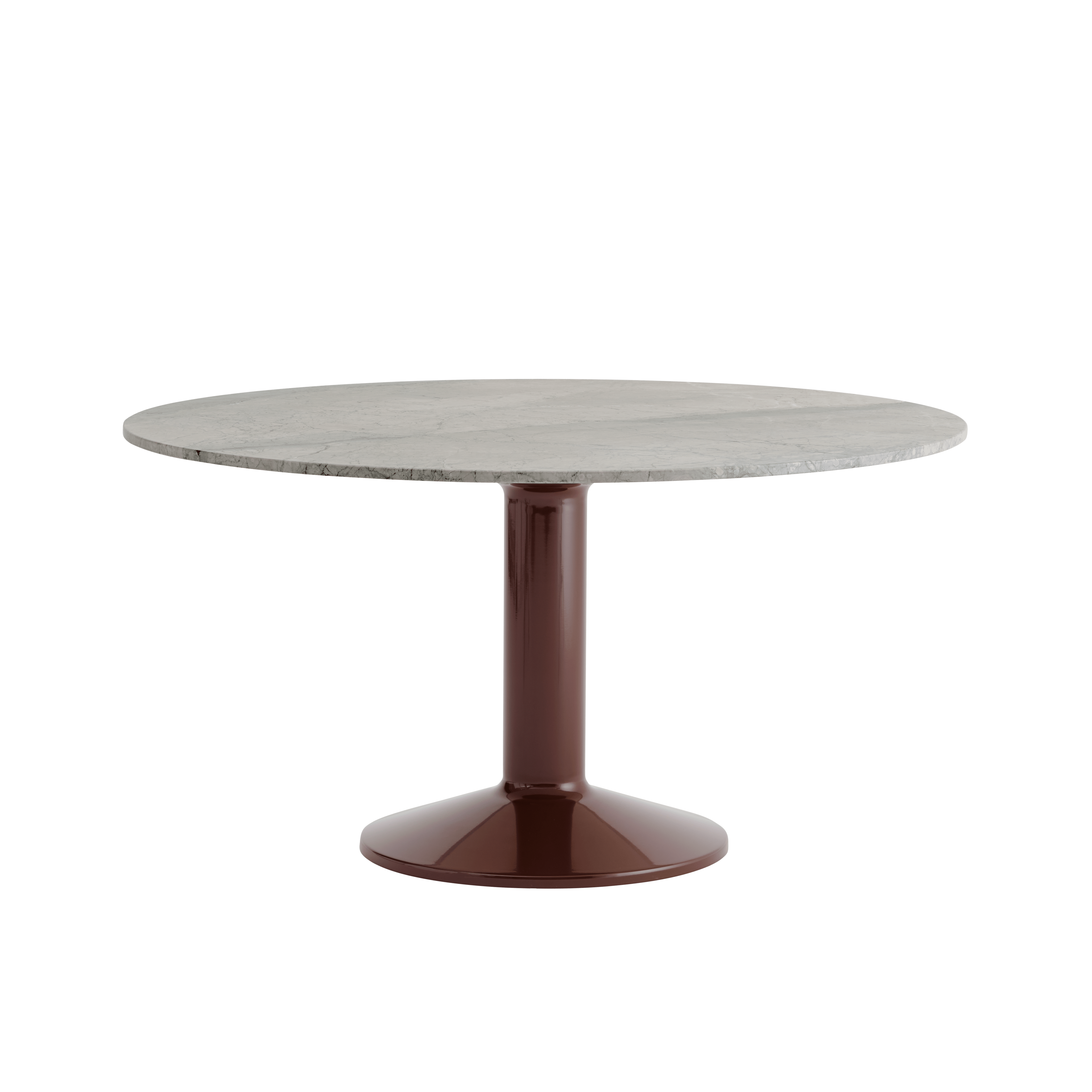 Round Table MIDST Gray Marble with Burgundy Base