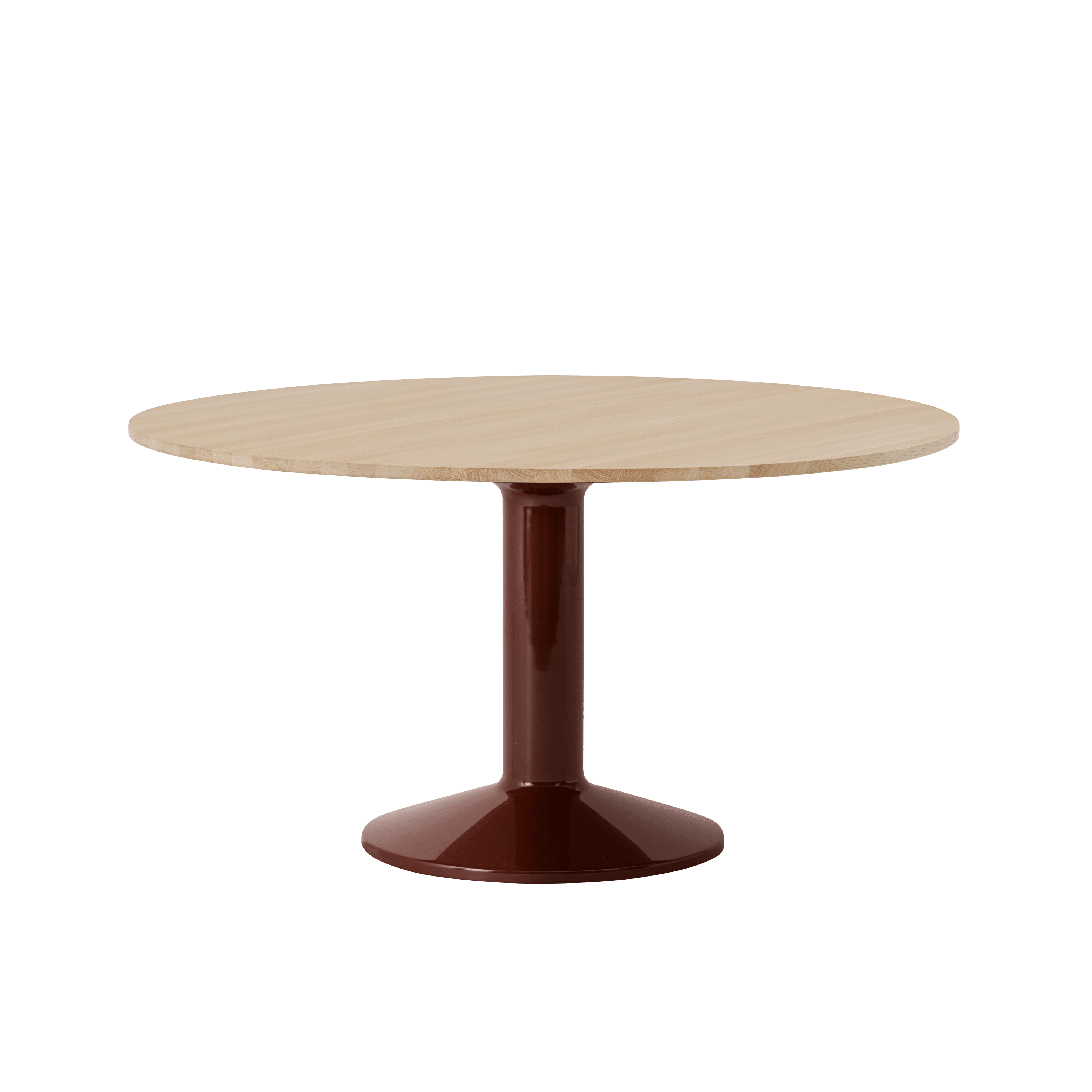 Round Table MIDST Oiled Oak with Burgundy Base