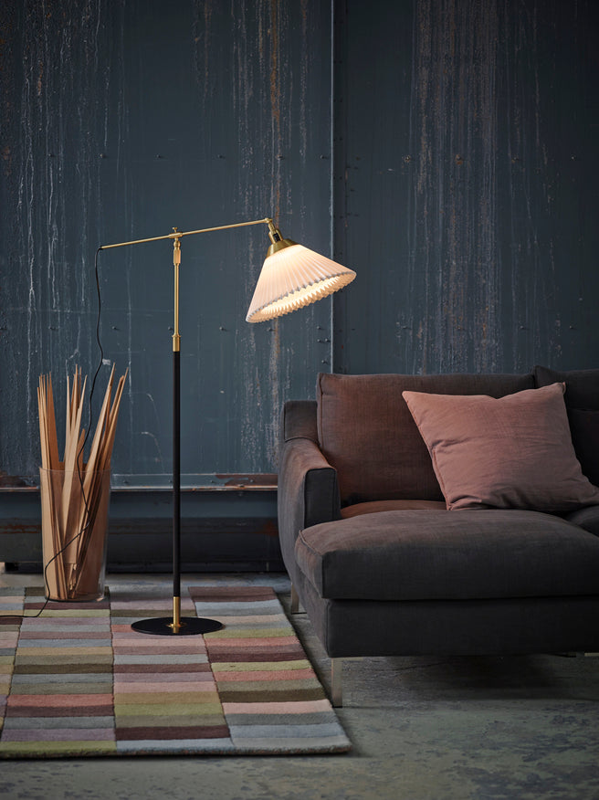 Floor lamp MODEL 349 white with black-gold base