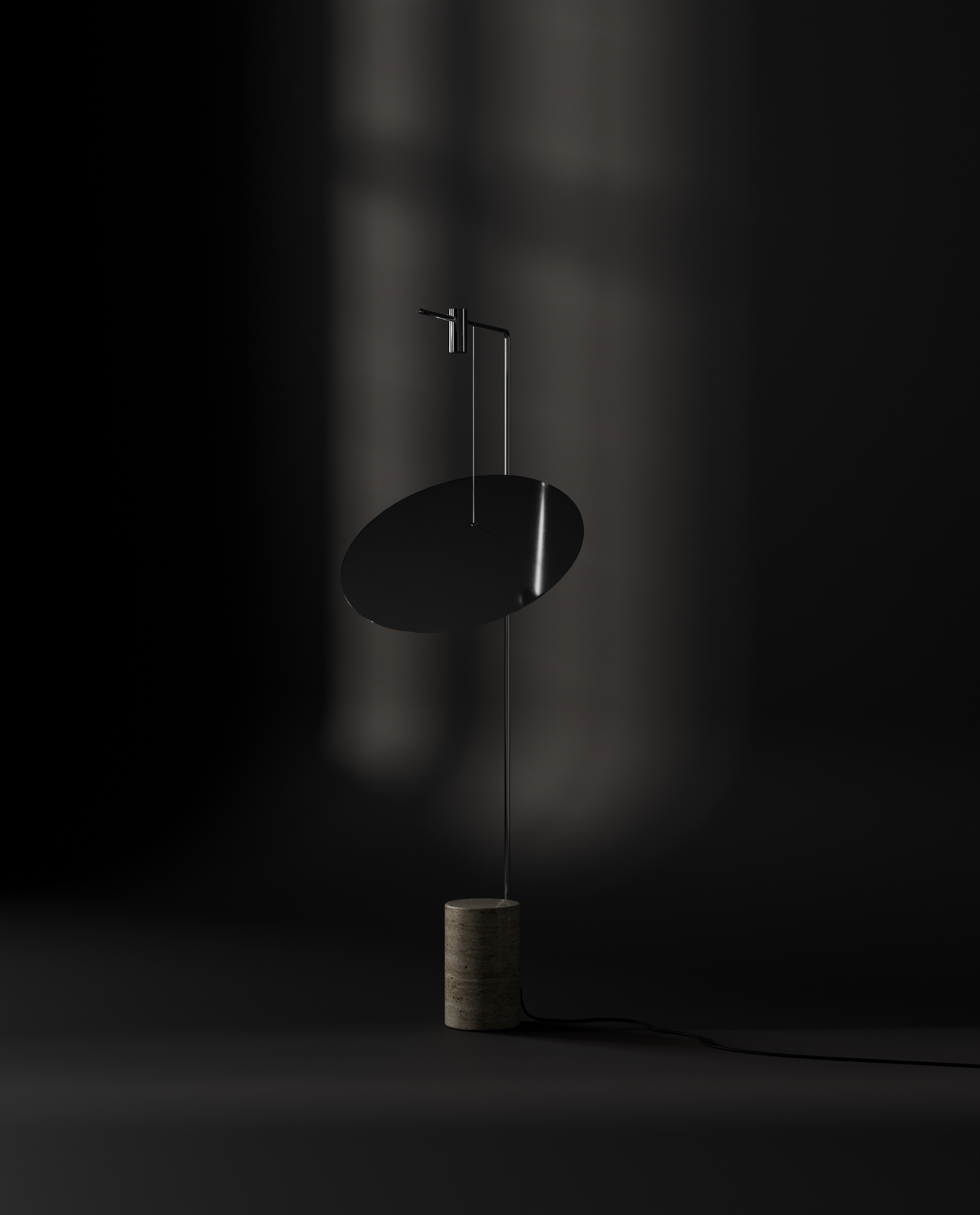 MOON floor lamp in chrome and travertine