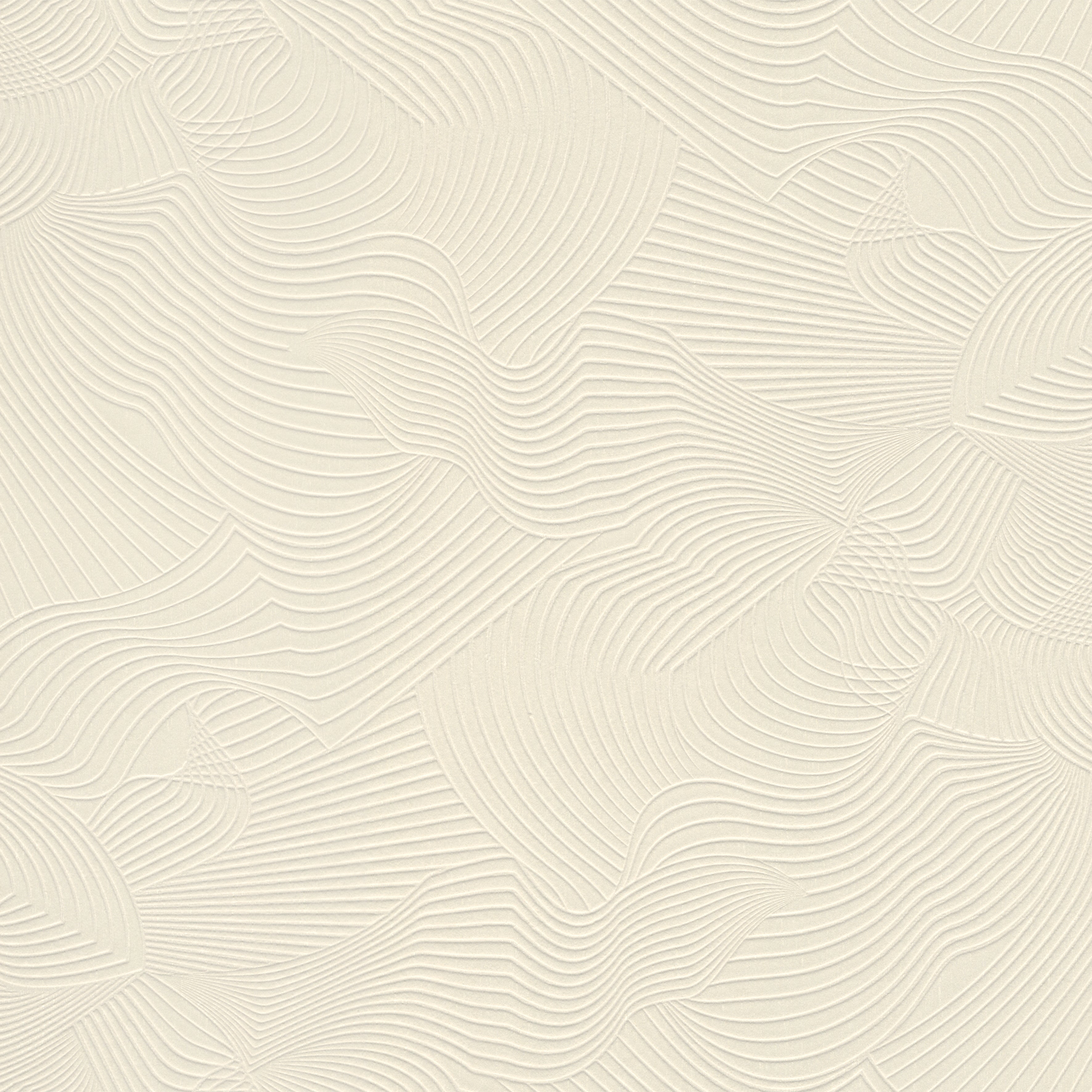 Textile wallpaper with an abstract moiré pattern TECHNO BEE cream white