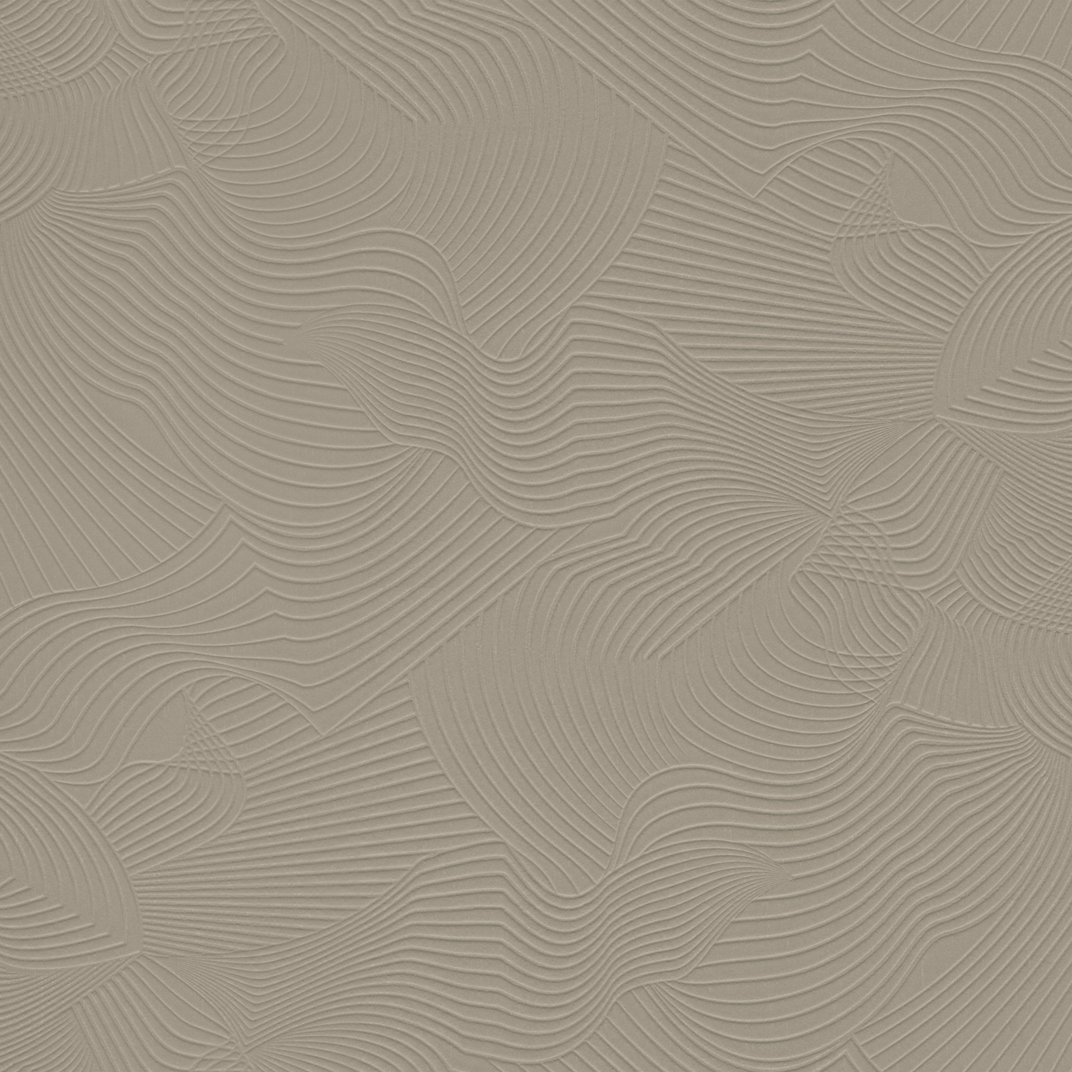 Textile wallpaper with an abstract pattern featuring a moiré effect TECHNO BEE dark sandy