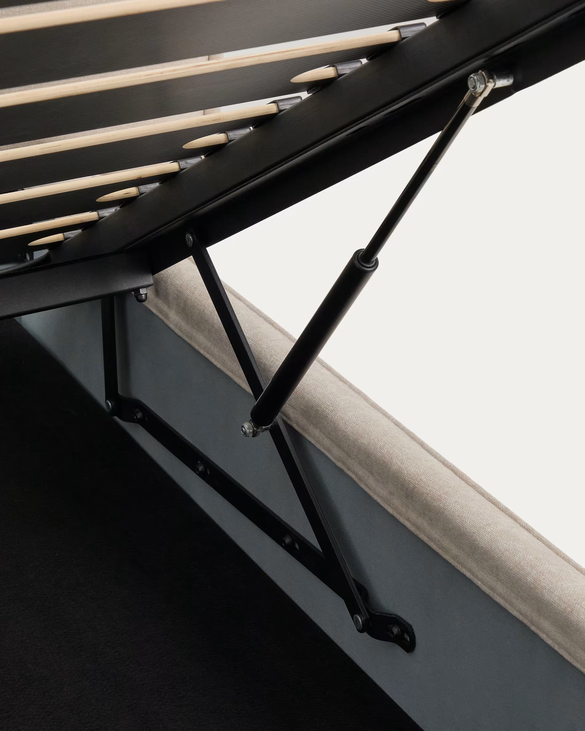 ARVIAN bed with bedding storage beige chenille