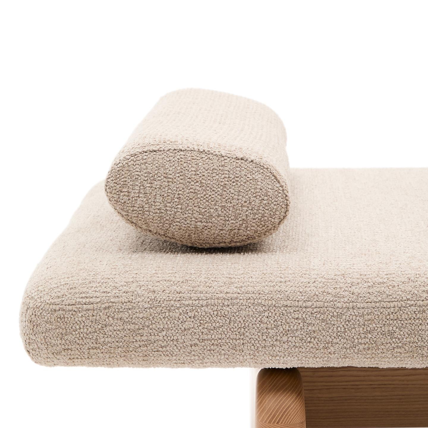 TOPAZ beige Chenille-Tagesbett mit Eschenholzgestell