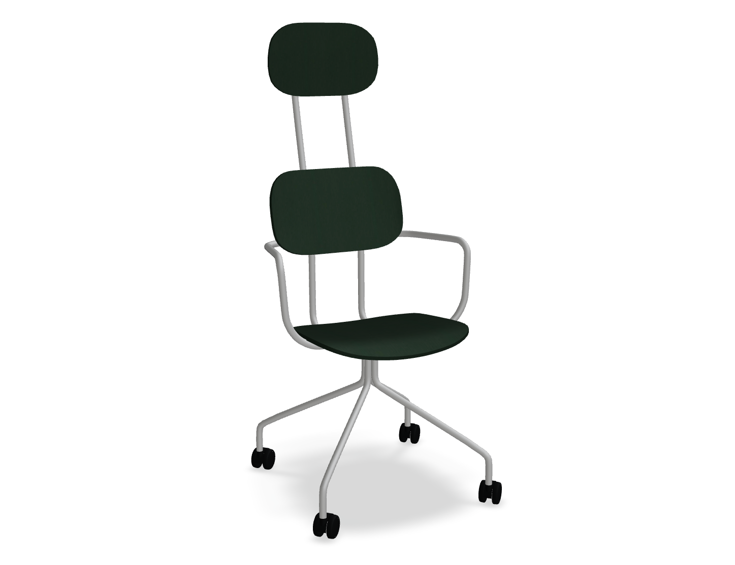 Krzesło biurowe z zagłówkiem NEW SCHOOL jasnoszara podstawa z kółkami – .mdd