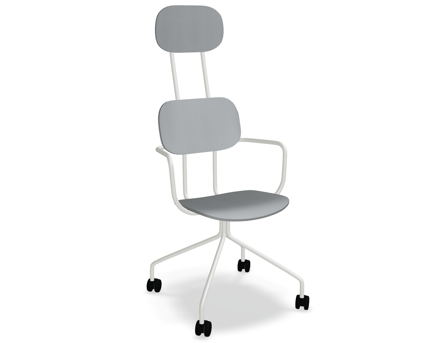 Krzesło biurowe z zagłówkiem NEW SCHOOL perłowa podstawa z kółkami – .mdd