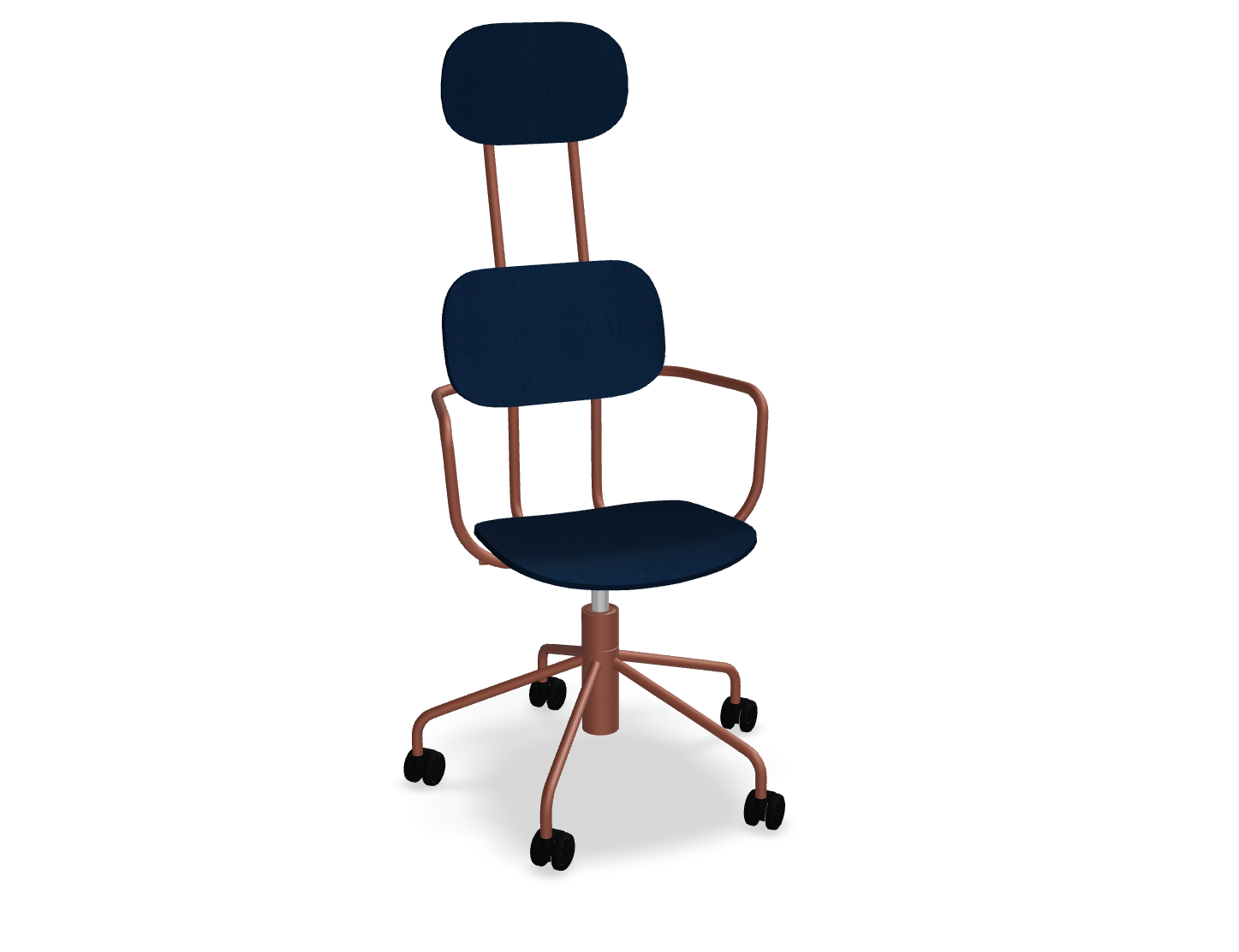 Krzesło biurowe z zagłówkiem NEW SCHOOL ceglasta podstawa z regulowaną wysokością – .mdd