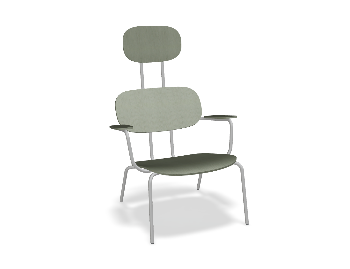Fotel z zagłówkiem NEW SCHOOL LOUNGE jasnoszara podstawa – .mdd