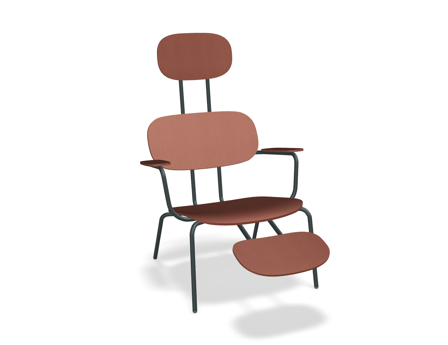 Fotel z zagłówkiem NEW SCHOOL LOUNGE ciemnozielona podstawa – .mdd