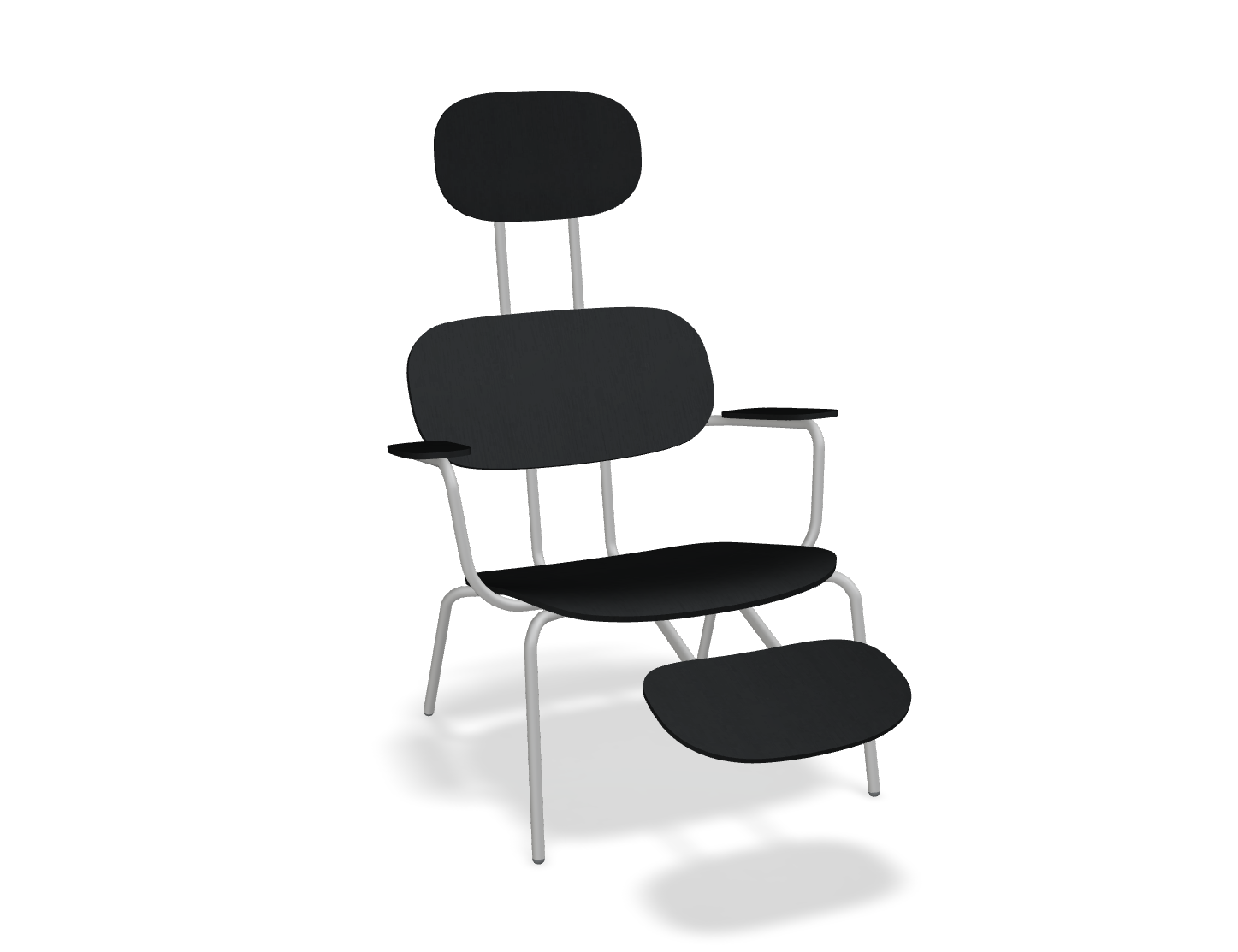 Fotel z zagłówkiem NEW SCHOOL LOUNGE jasnoszara podstawa – .mdd