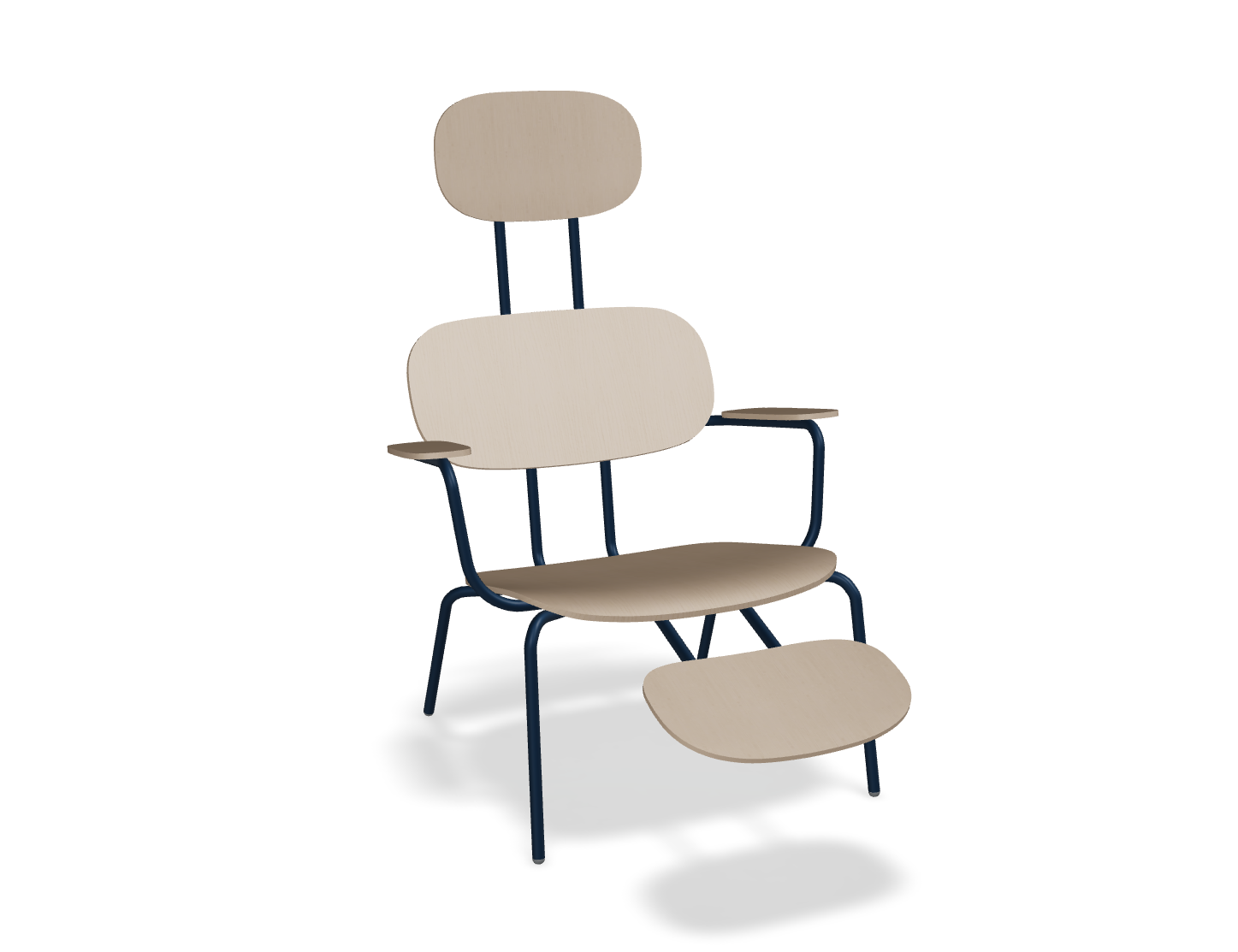 Fotel z zagłówkiem NEW SCHOOL LOUNGE niebieska podstawa – .mdd