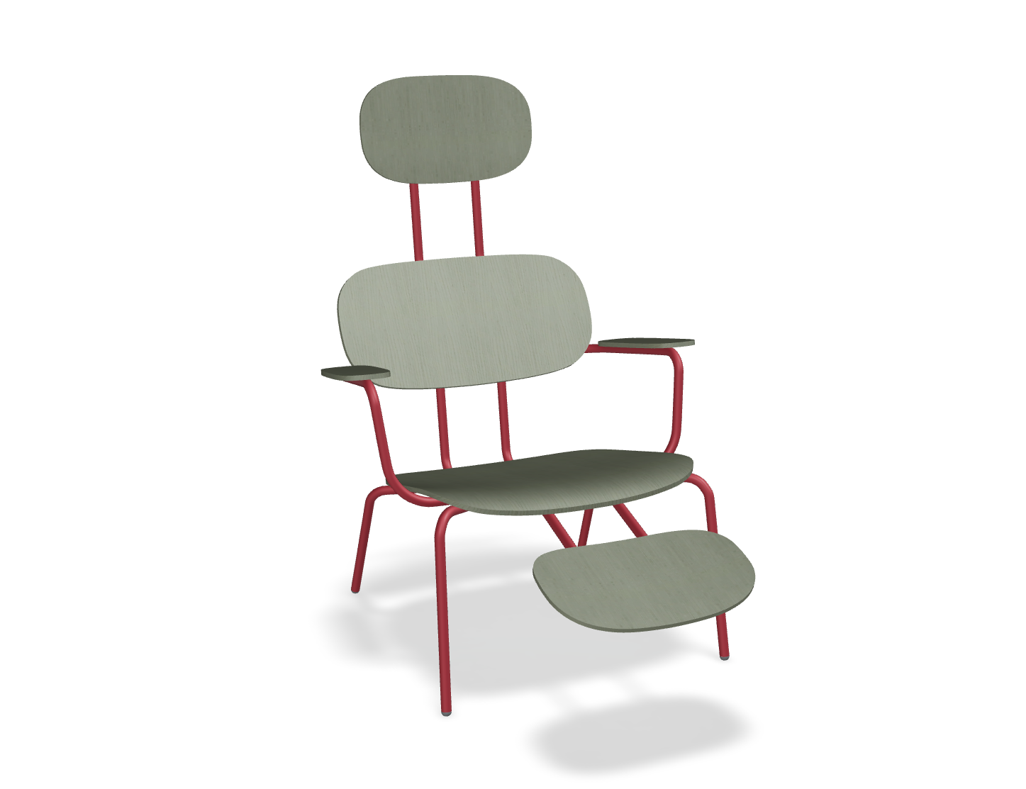 Fotel z zagłówkiem NEW SCHOOL LOUNGE czerwona podstawa – .mdd