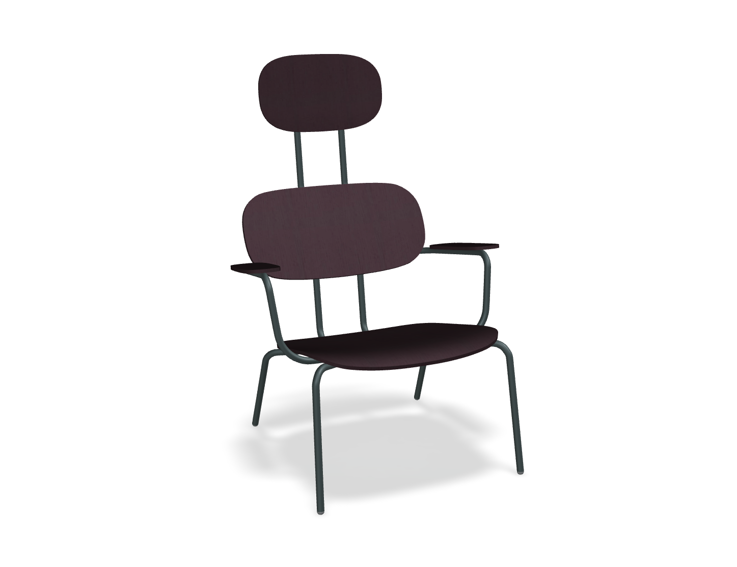 Fotel z zagłówkiem NEW SCHOOL LOUNGE ciemnozielona podstawa – .mdd