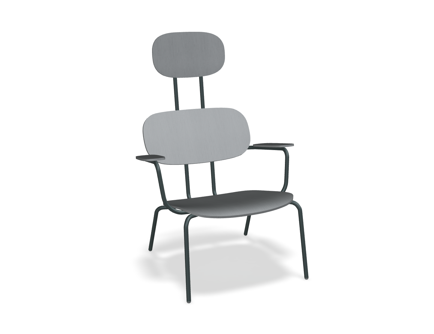 Fotel z zagłówkiem NEW SCHOOL LOUNGE ciemnozielona podstawa – .mdd