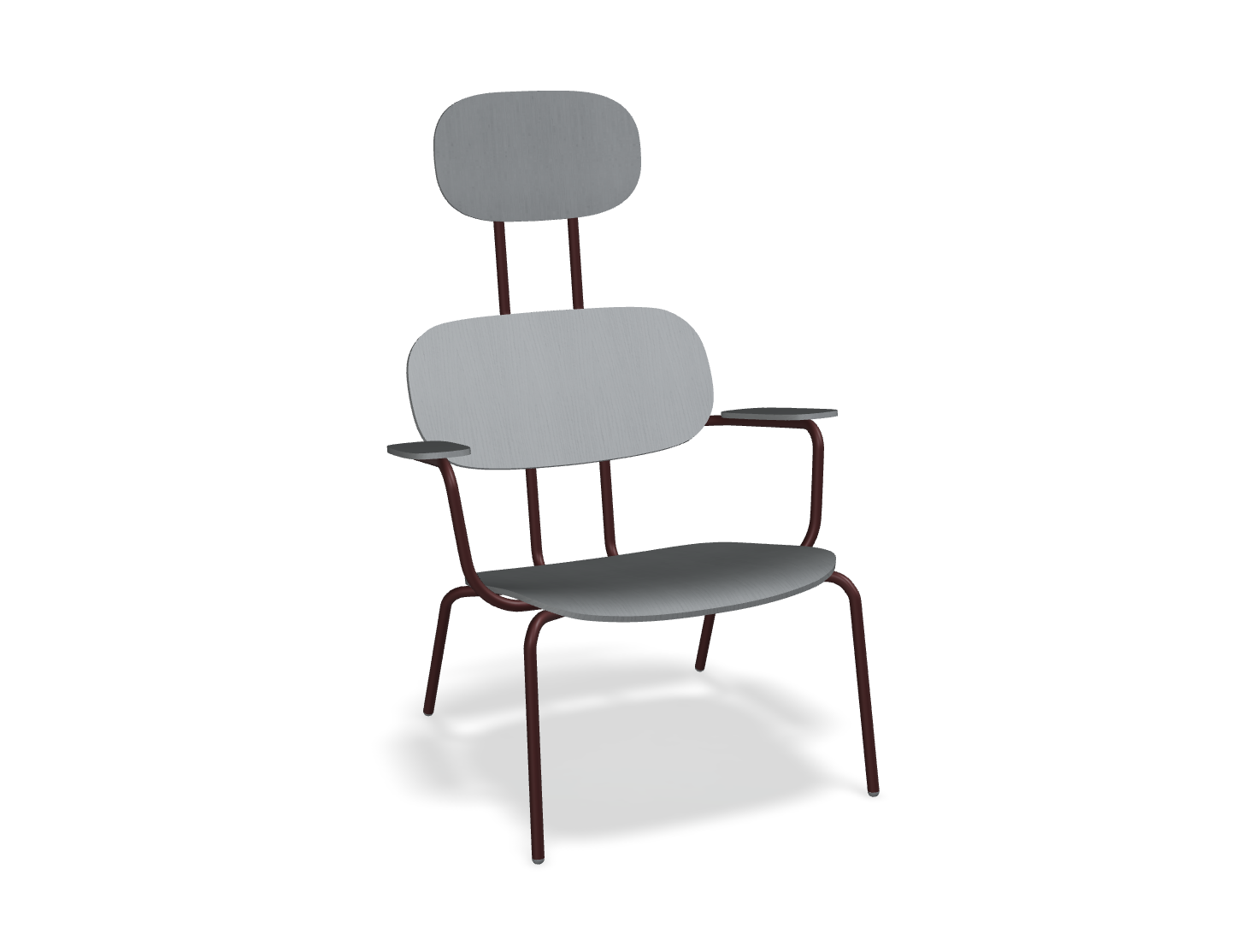 Fotel z zagłówkiem NEW SCHOOL LOUNGE bordowa podstawa – .mdd