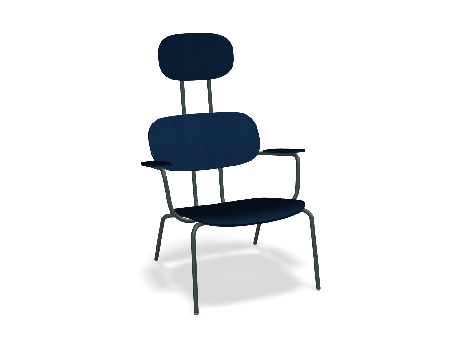 Fotel z zagłówkiem NEW SCHOOL LOUNGE ciemnozielona podstawa – .mdd